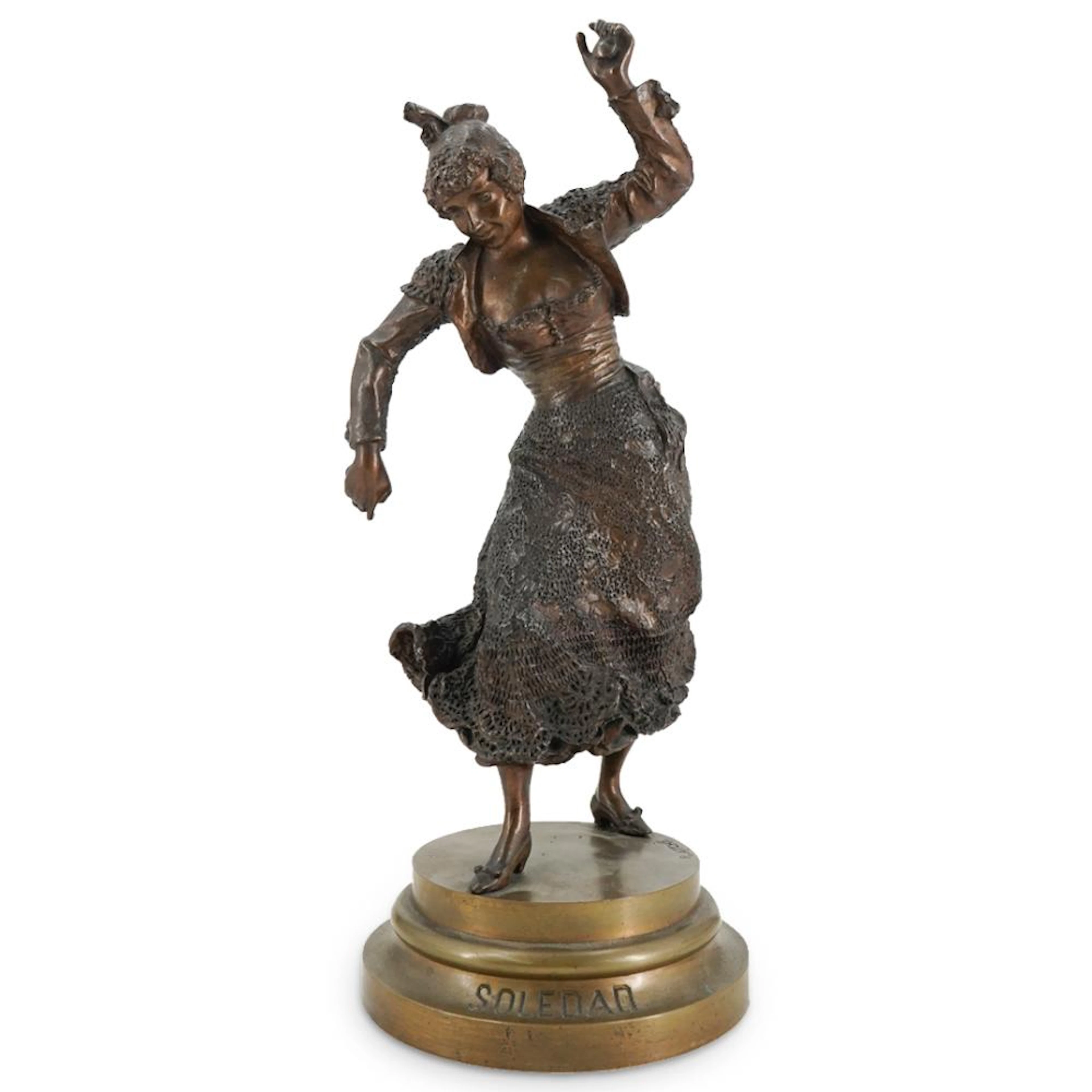 Rafael Atche Y Fane (Spanish, 1854- 1923) "Soledad" Bronze Sculpture