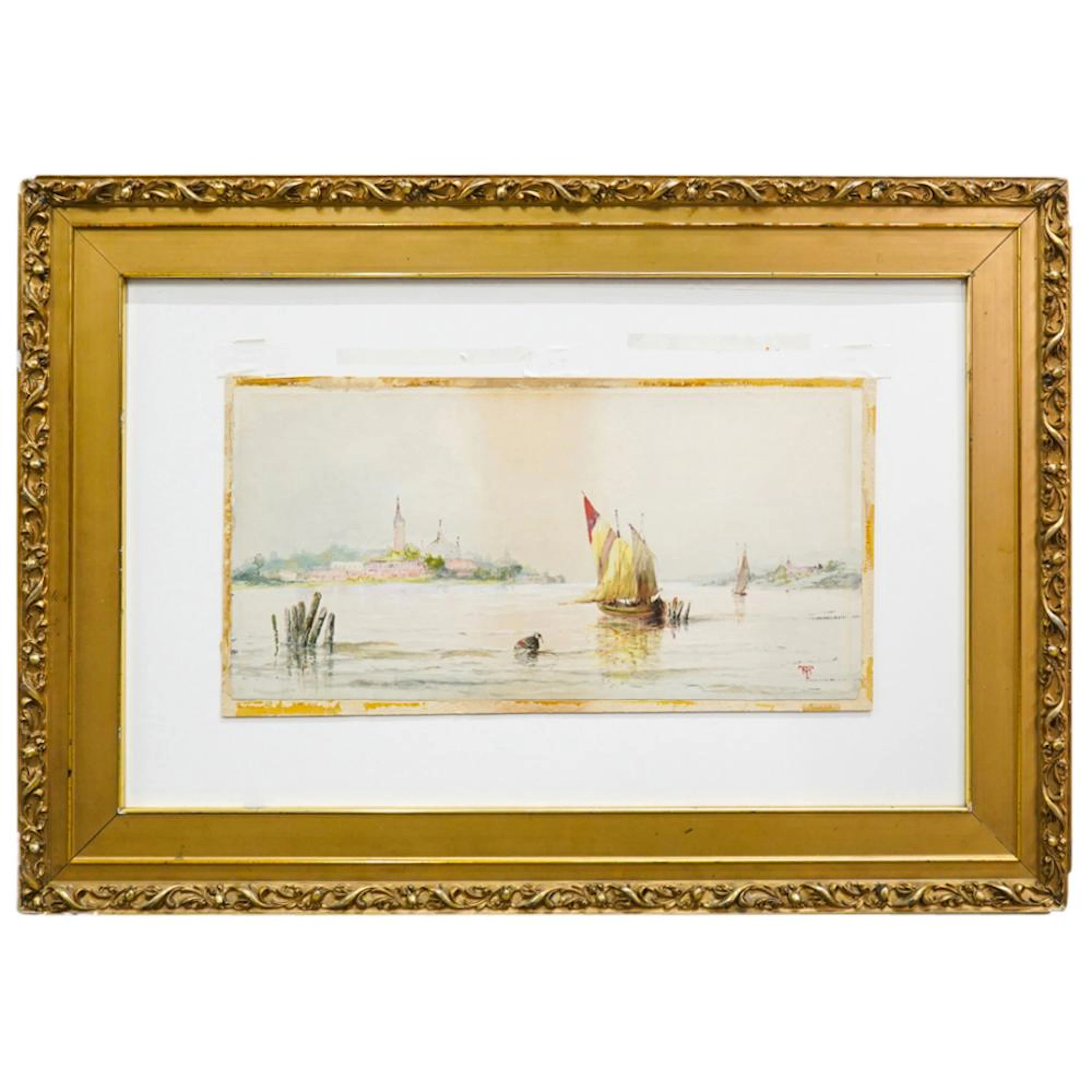 Thomas Moran (1837-1926) Venetian Watercolor Painting