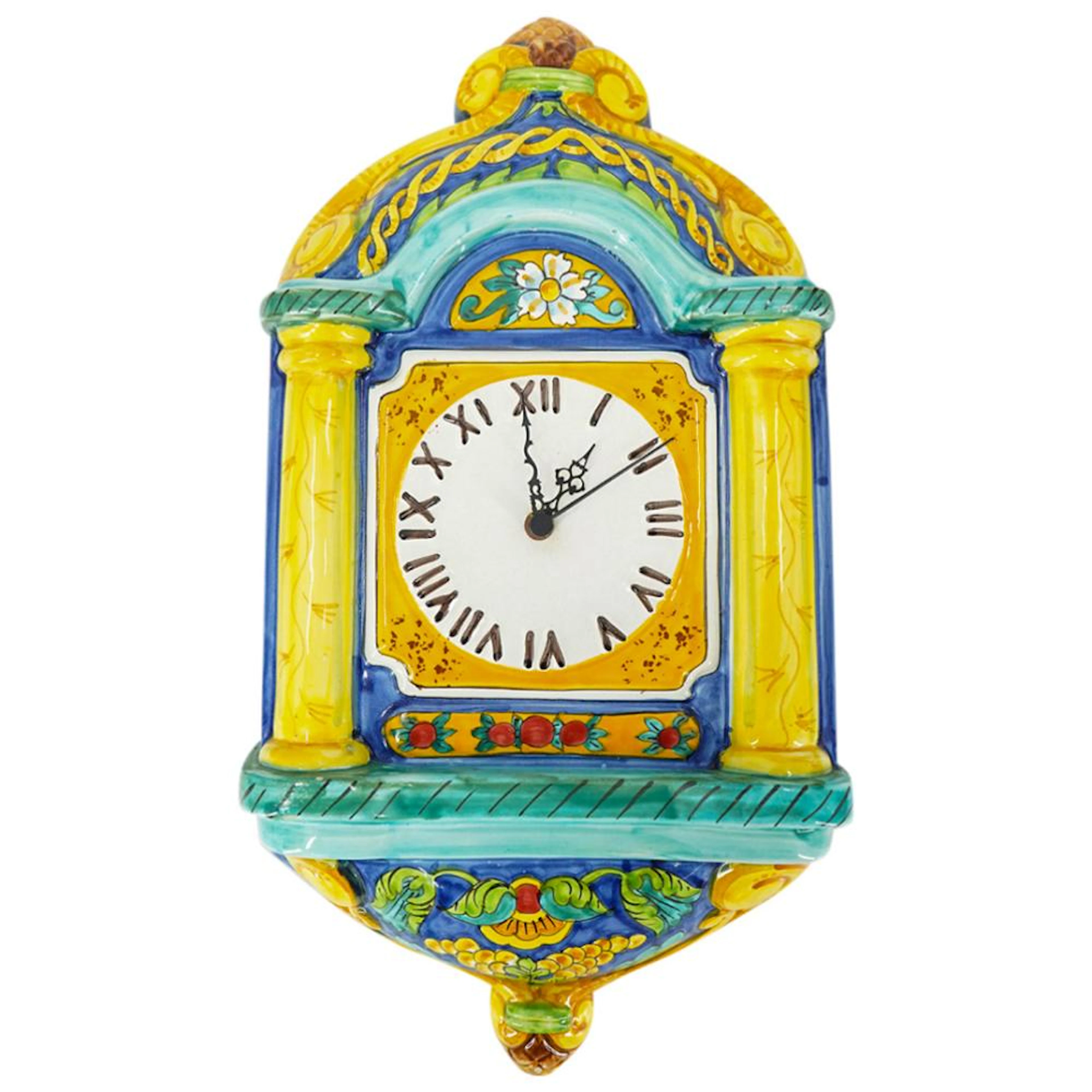 Vintage Italian Majolica Porcelain Wall Clock
