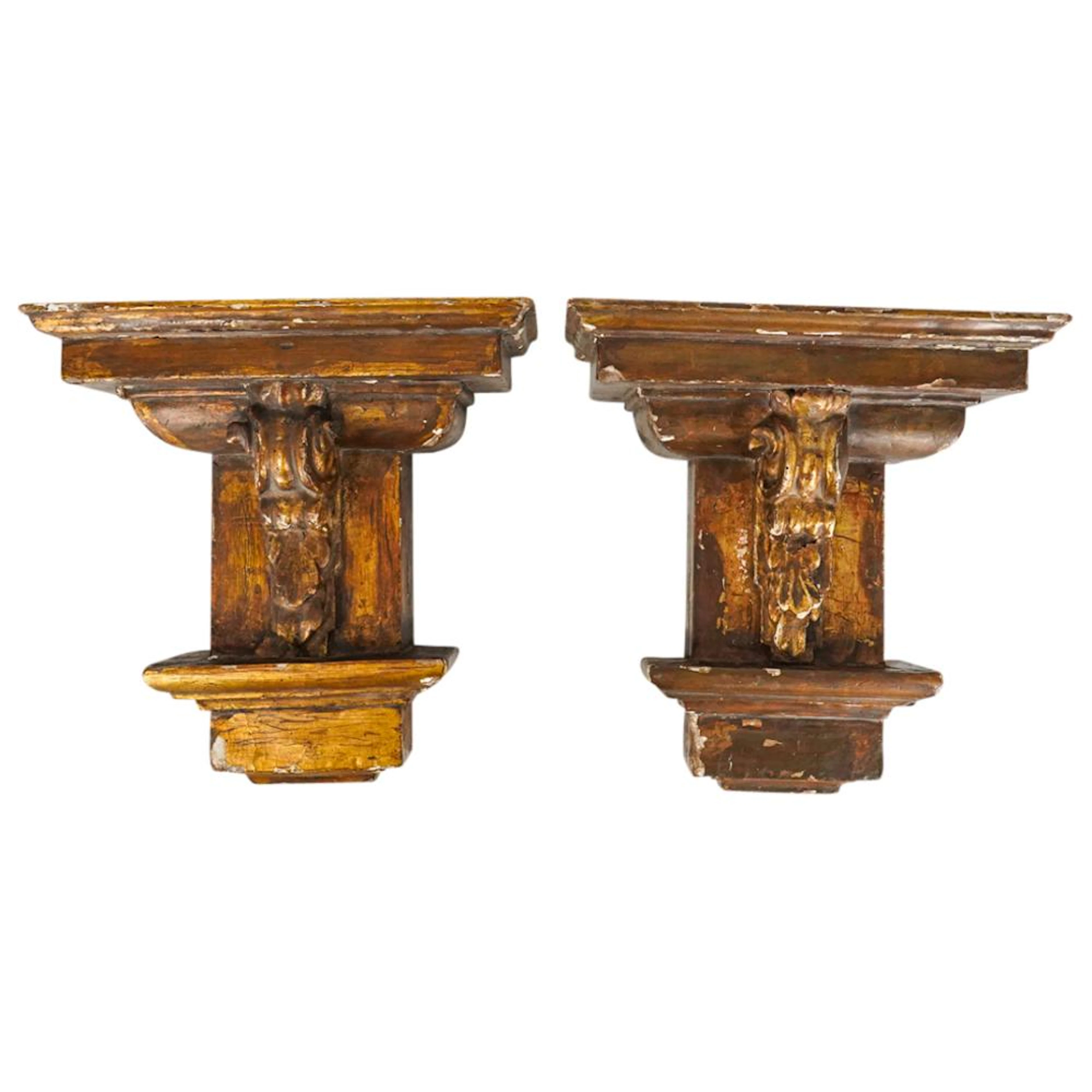 Ex Julien's Osbourne Estate Giltwood Wall Bracket Shelves