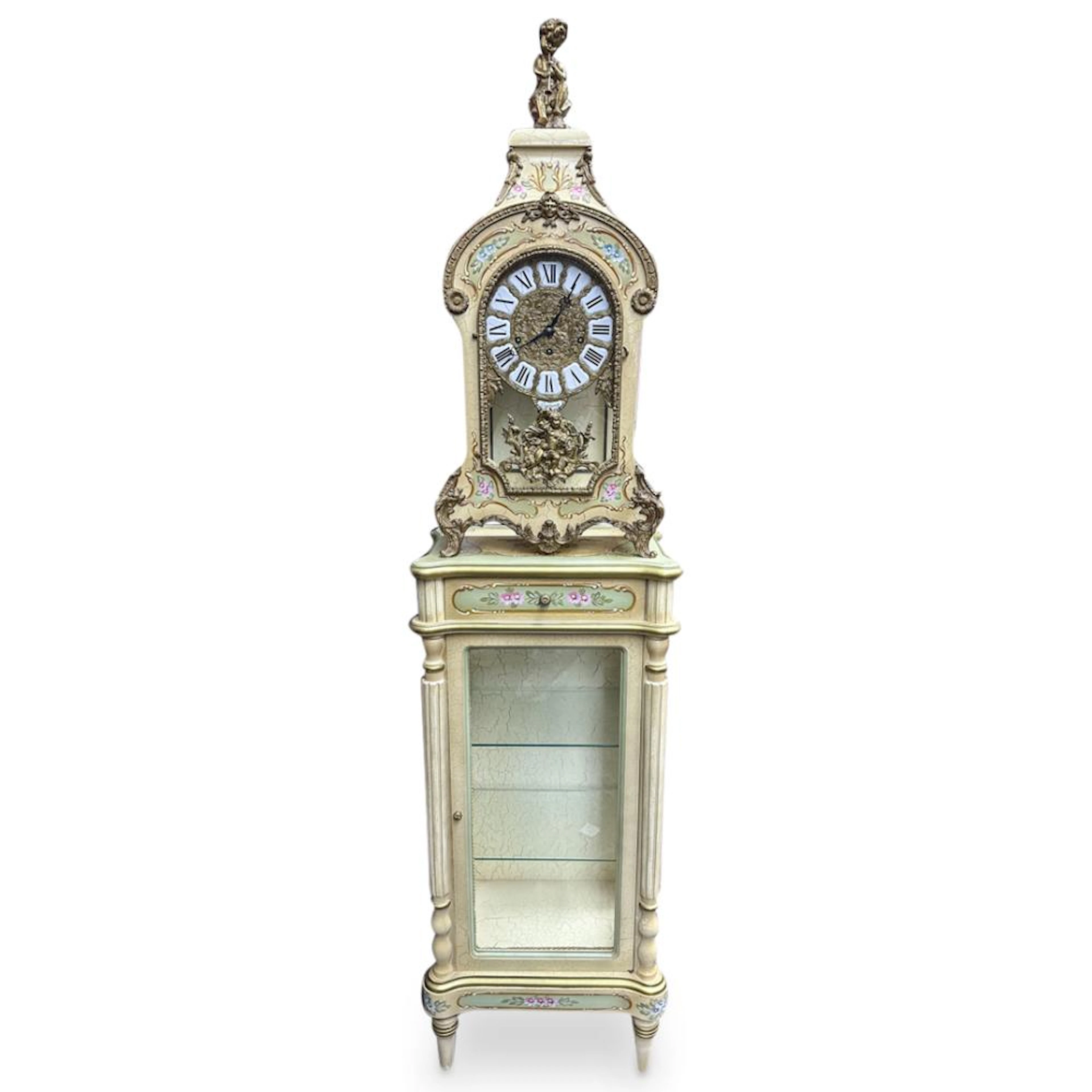 Italian Tiffany Wood Lacquered Pedestal Clock