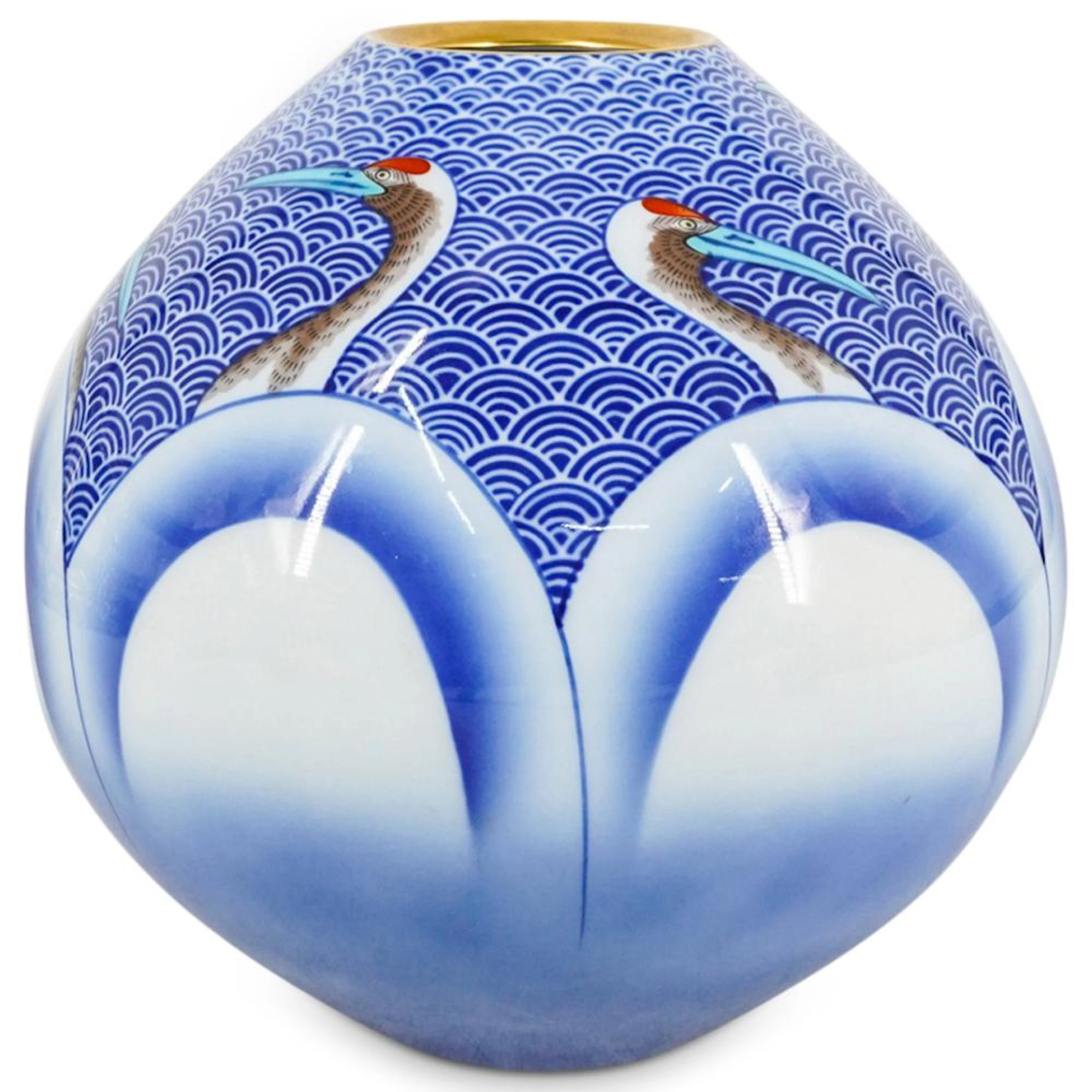 Vintage Japanese Porcelain Crane Vase