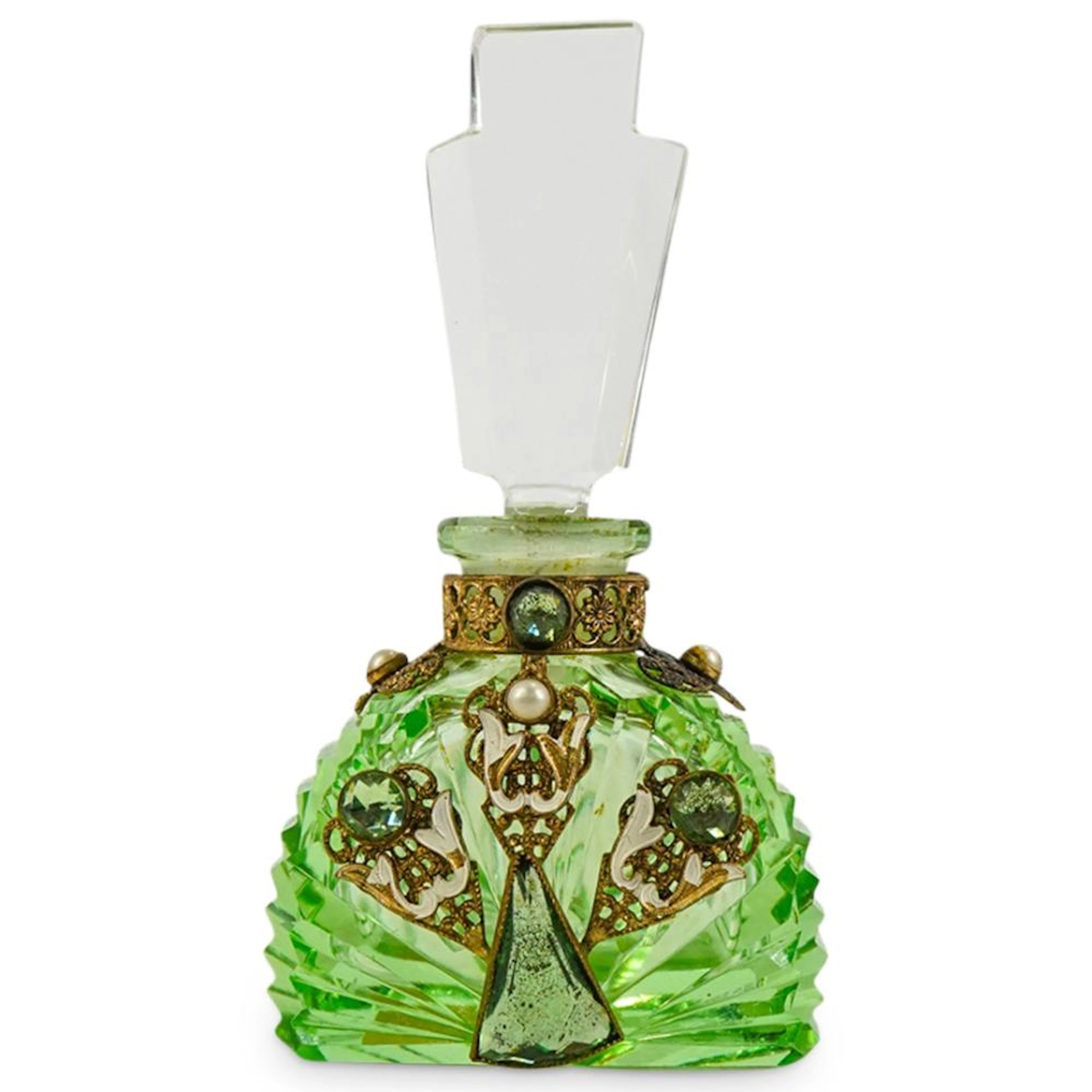 Prob. Hoffman Bejeweled Uranium Glass Perfume Bottle