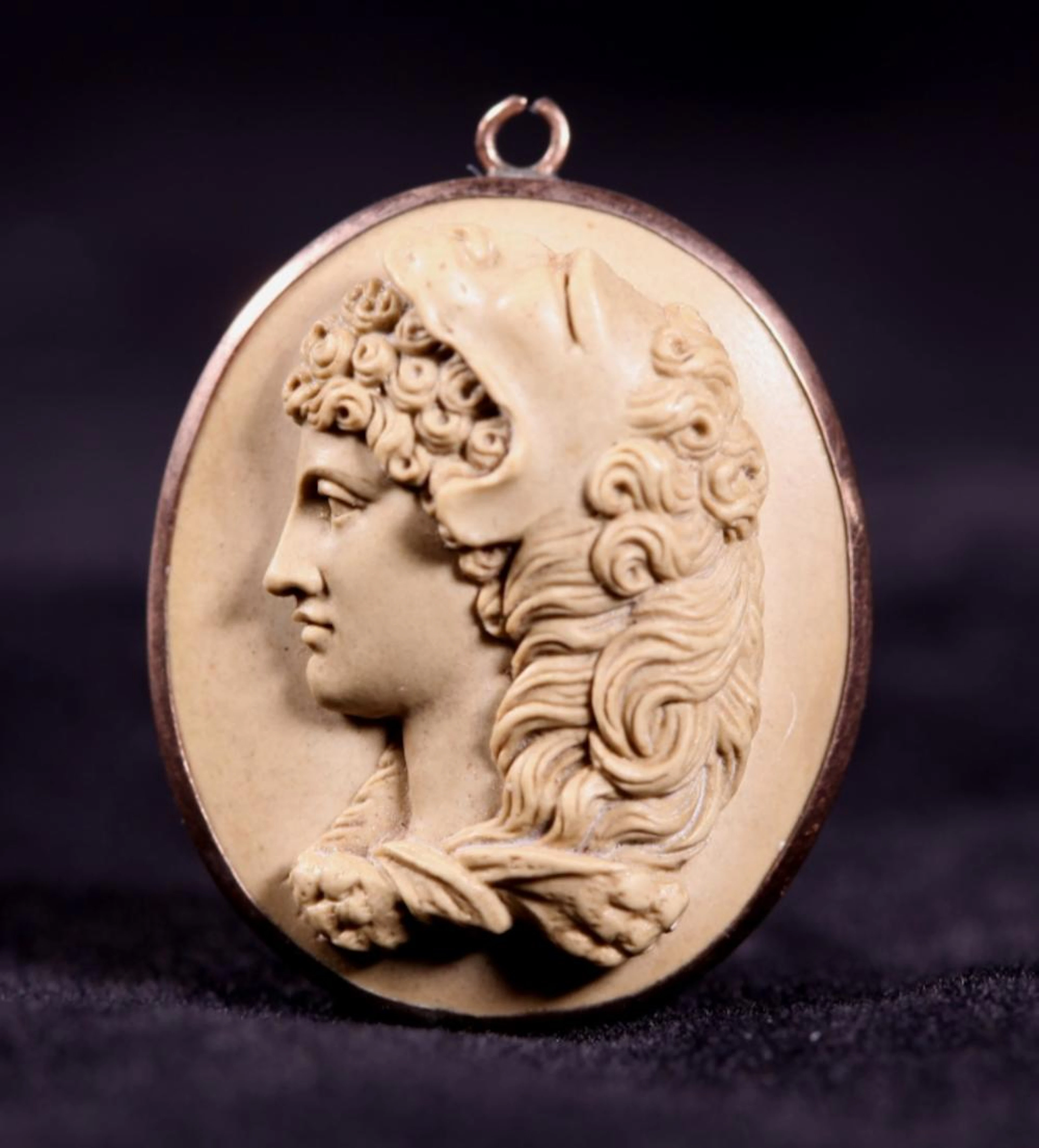 Italian 19 C Carved Herculaneum Lava Pendant