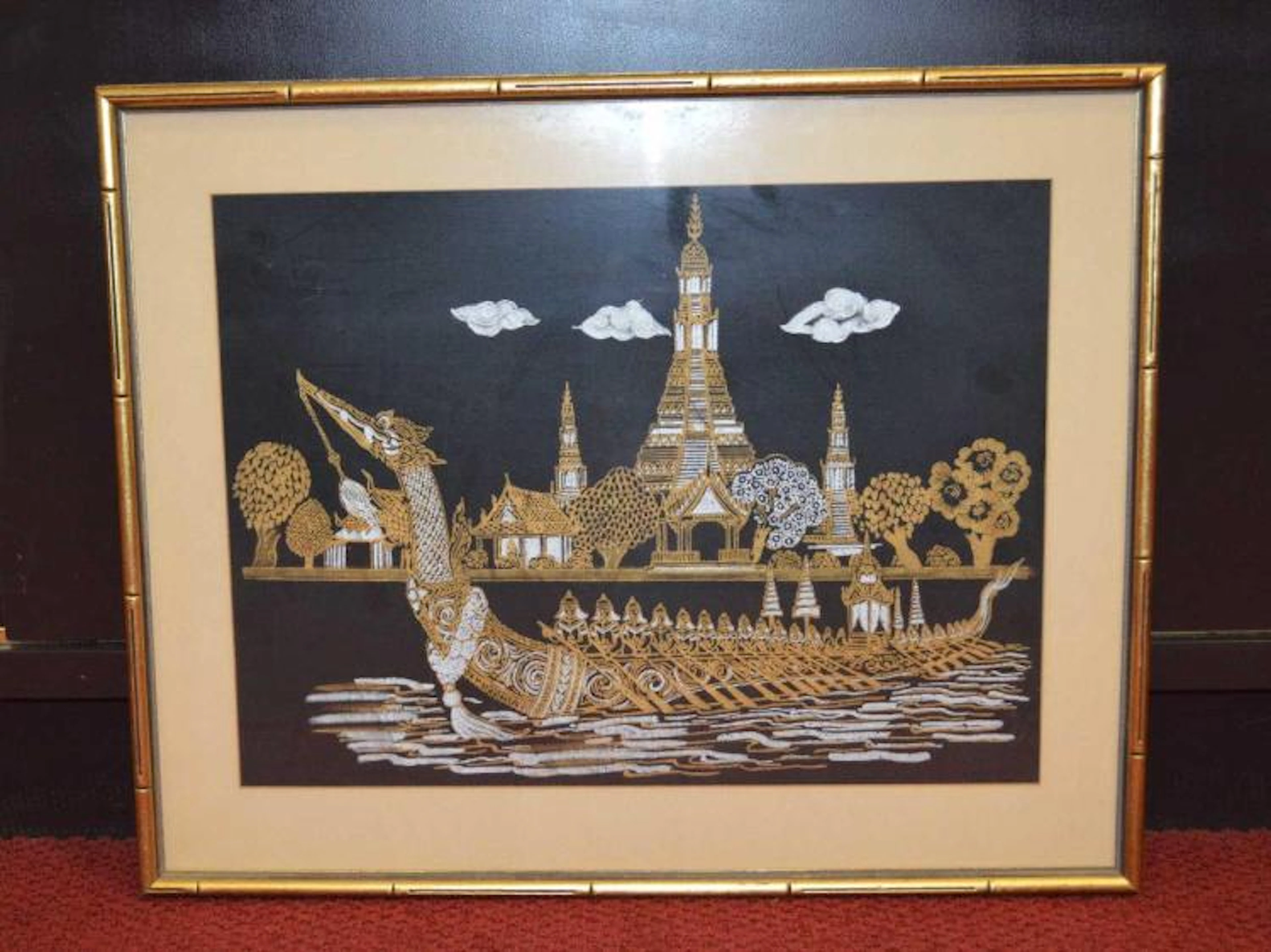 Print on silk of an Oriental ship