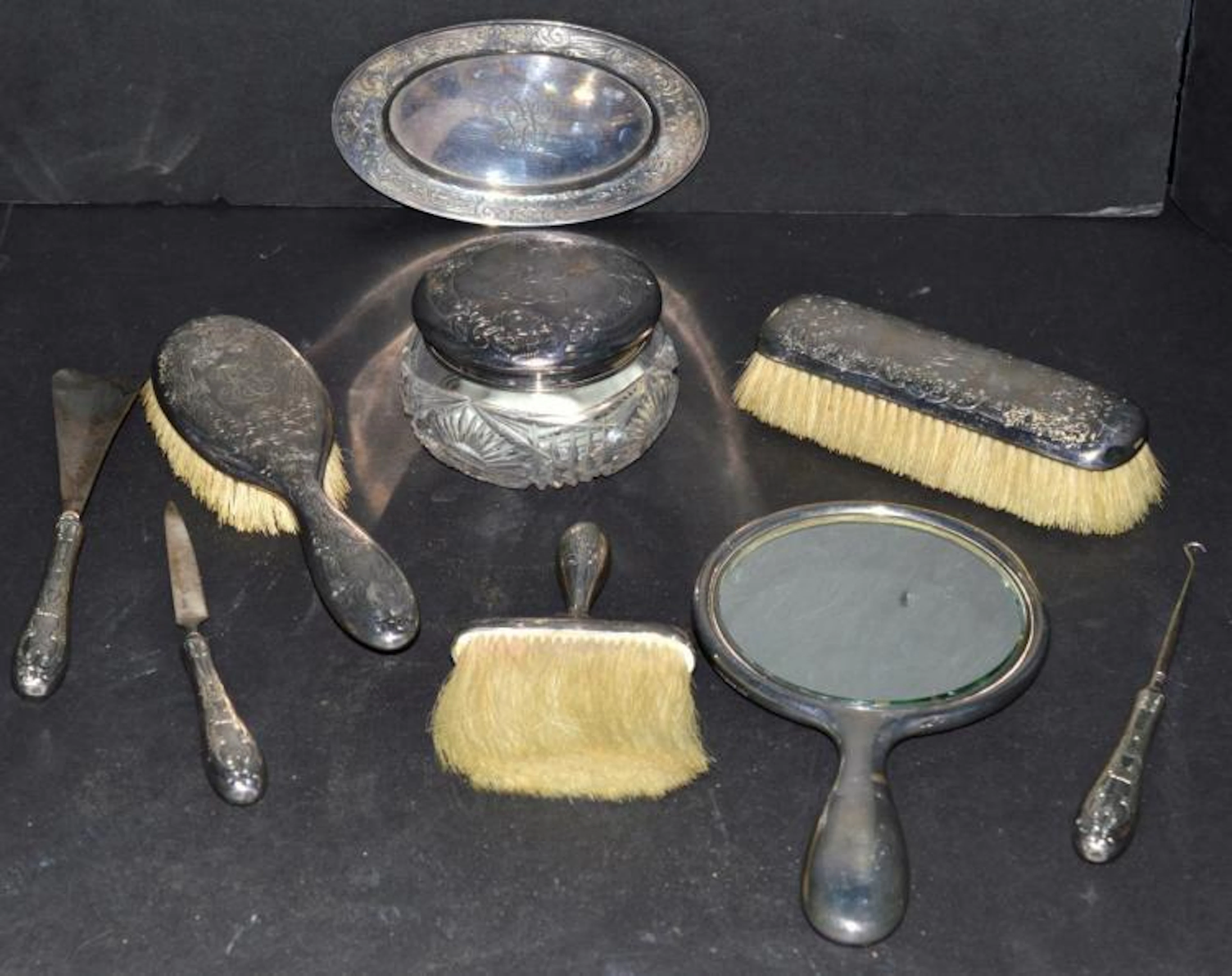 Vintage Gorham Sterling Silver Vanity 9 Piece Set
