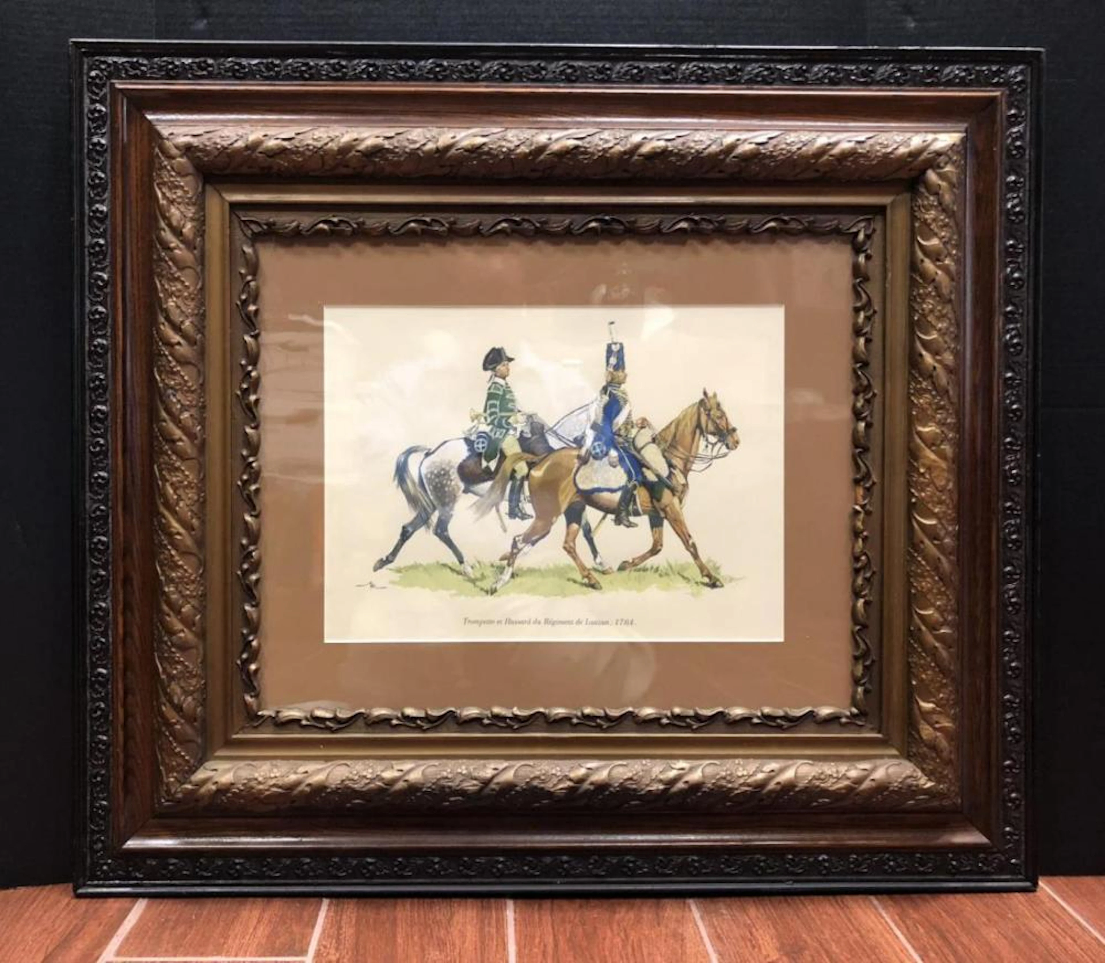 Framed French Military War Regiment Horse Print