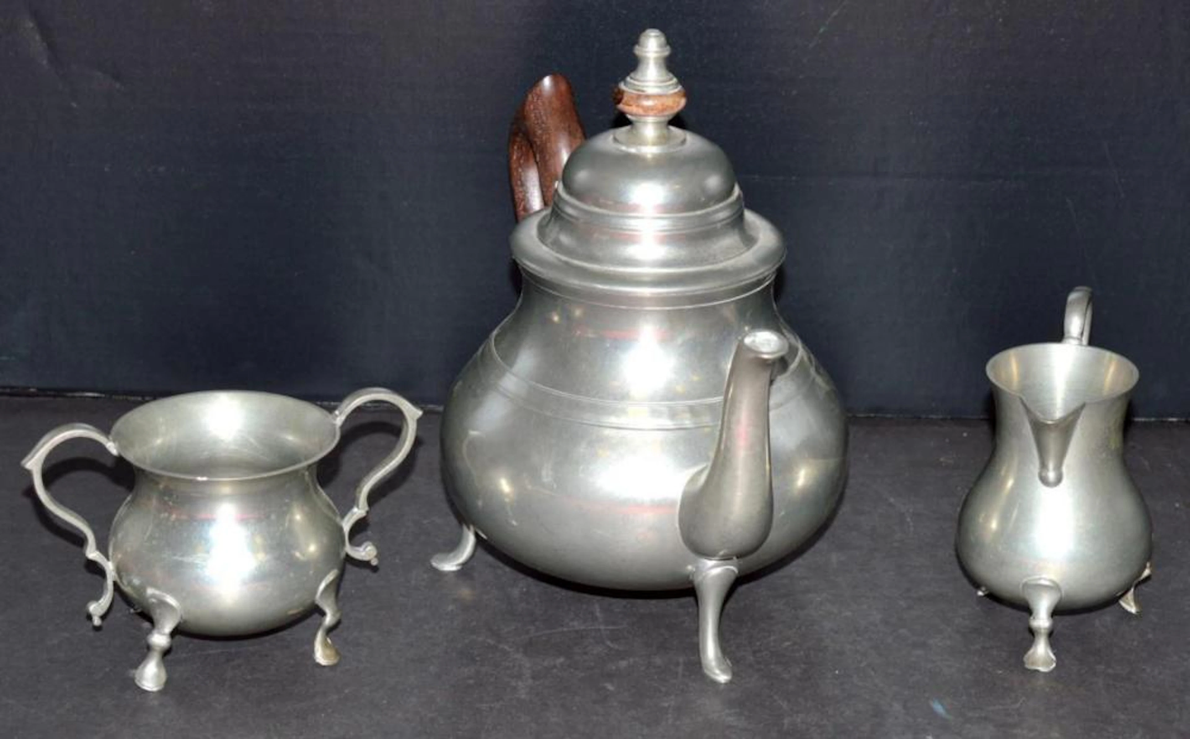 3 Piece Stieff Williamsburg Pewter Coffee Set