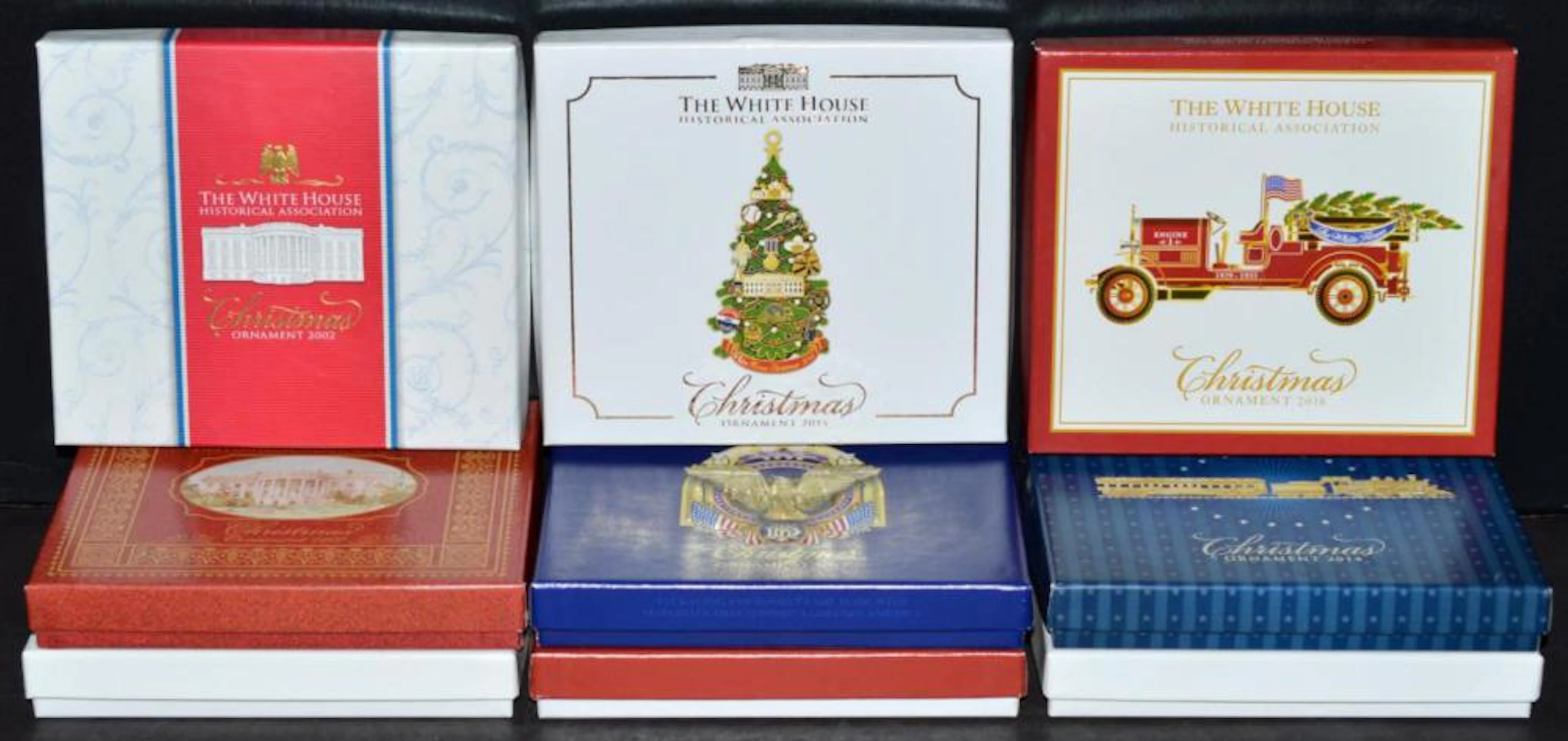 9 White House Christmas Ornaments with Boxes