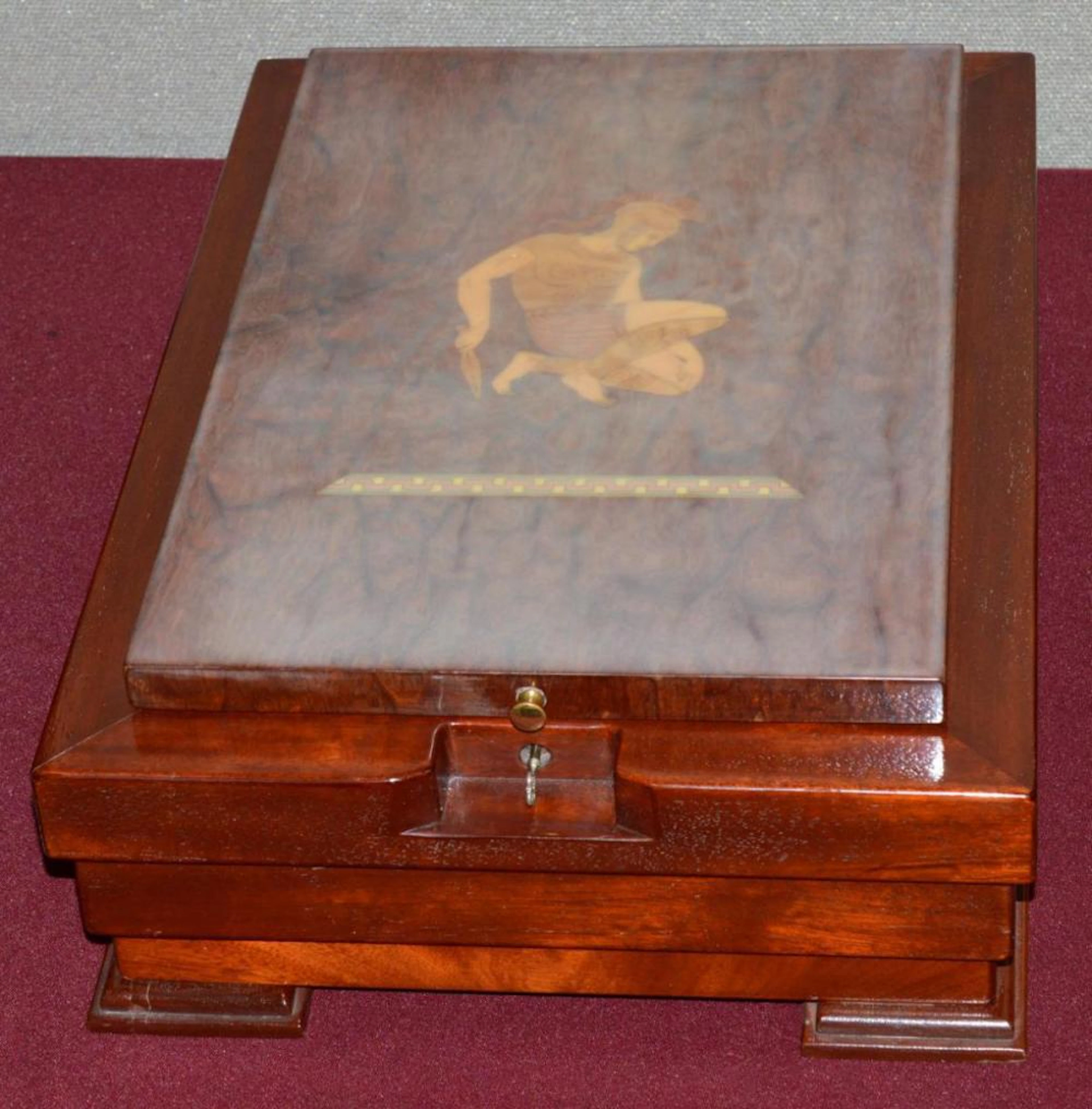 Exquisite Mahogany Display Case for Ancient Coins