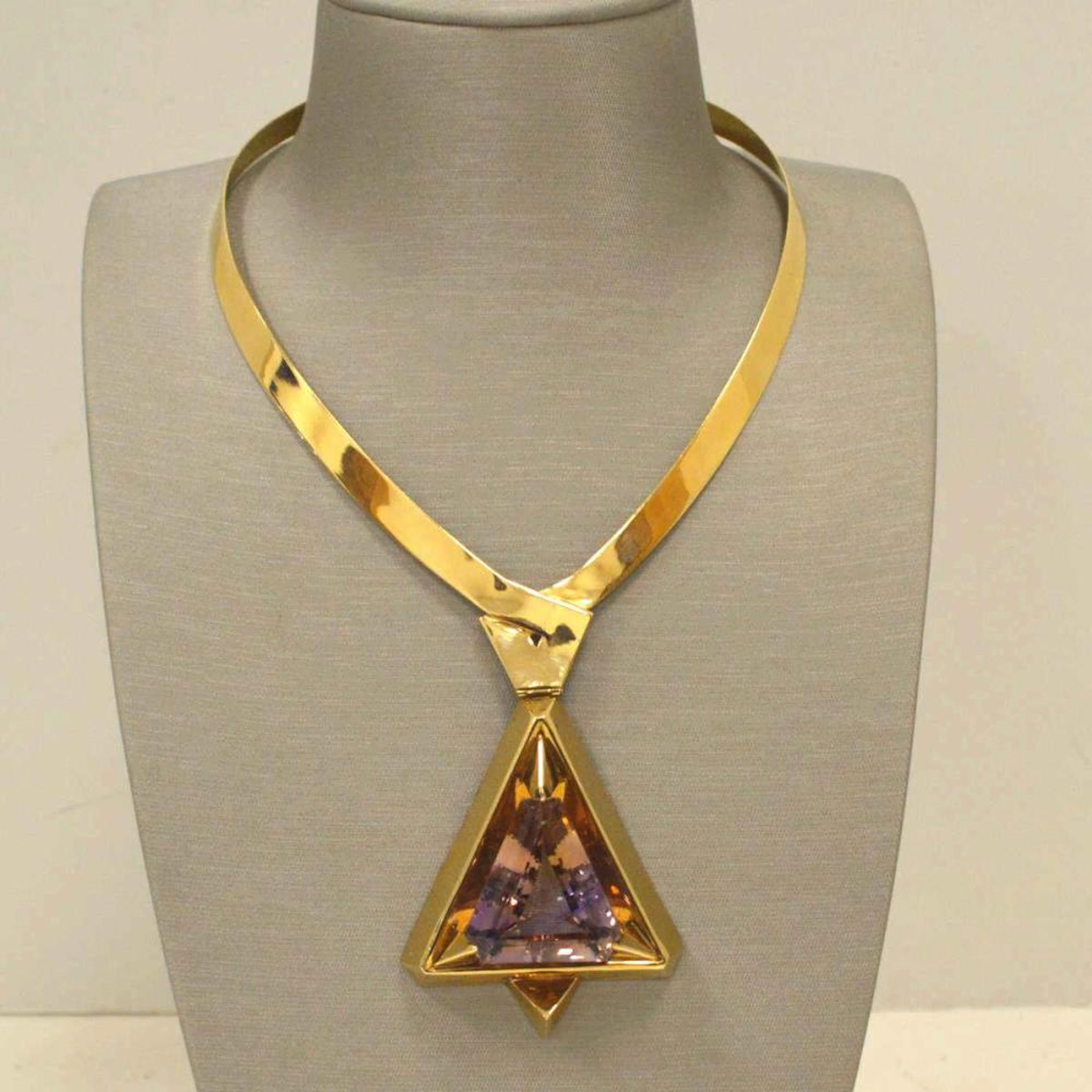 14kt yellow gold amertrine collar necklace