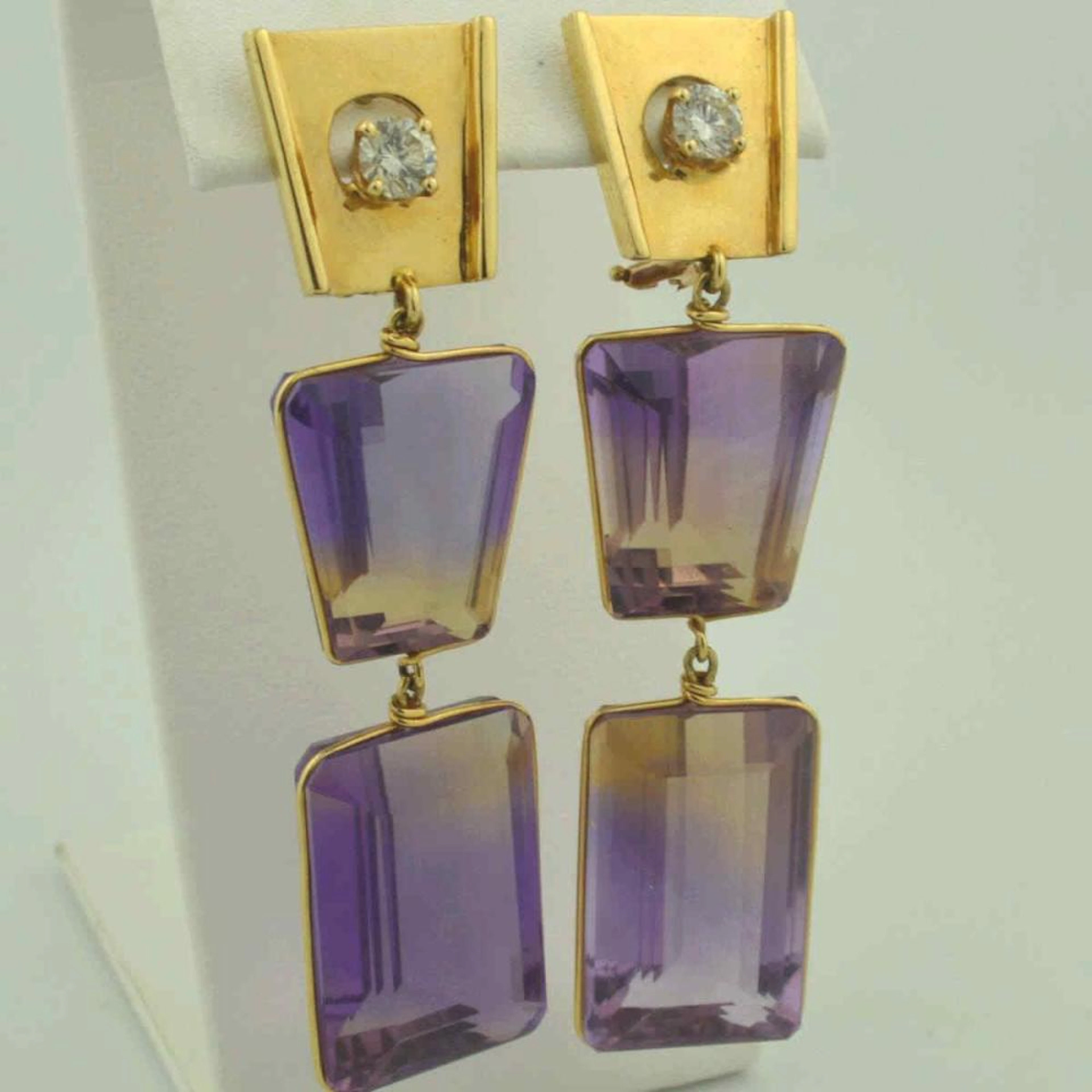 14kt yellow gold Ametrine earrings