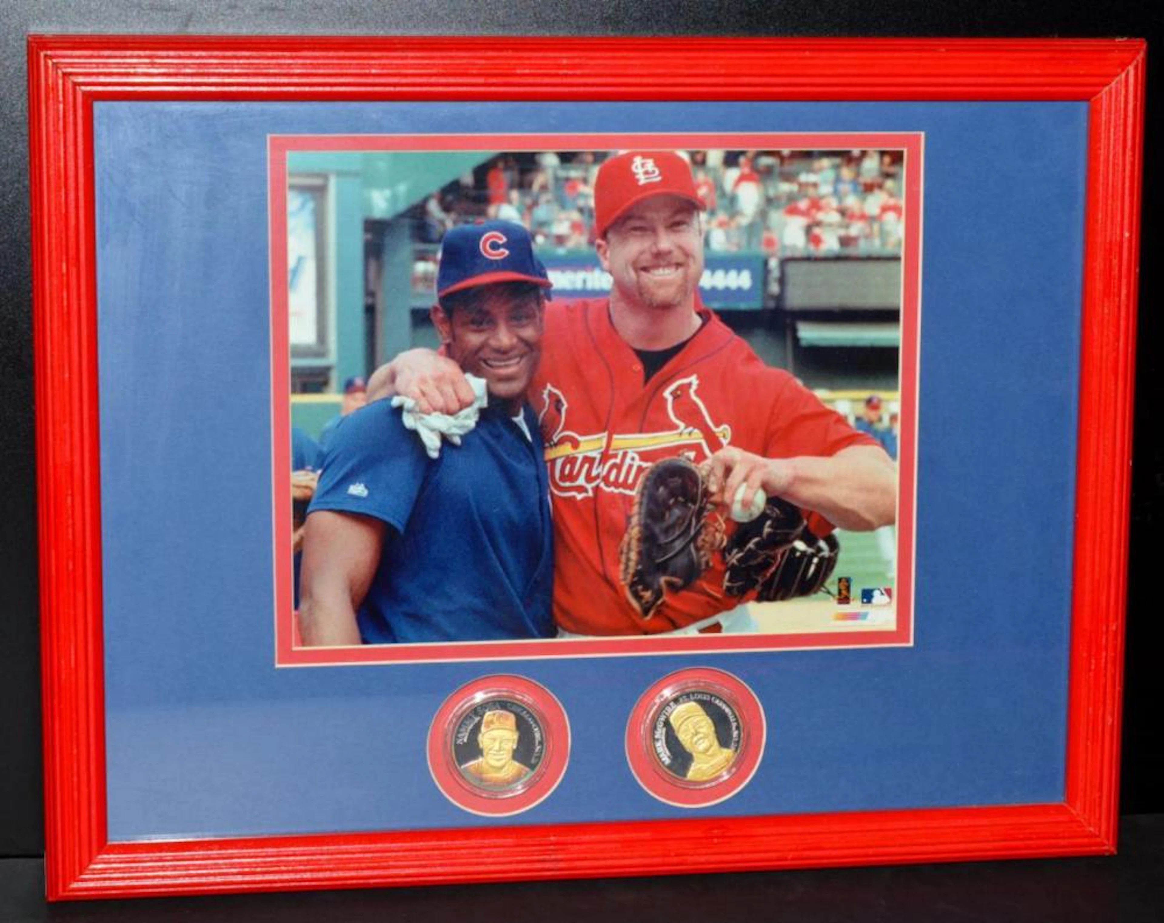 Framed Picture Sammy Sosa & Mark McGwire &Coins