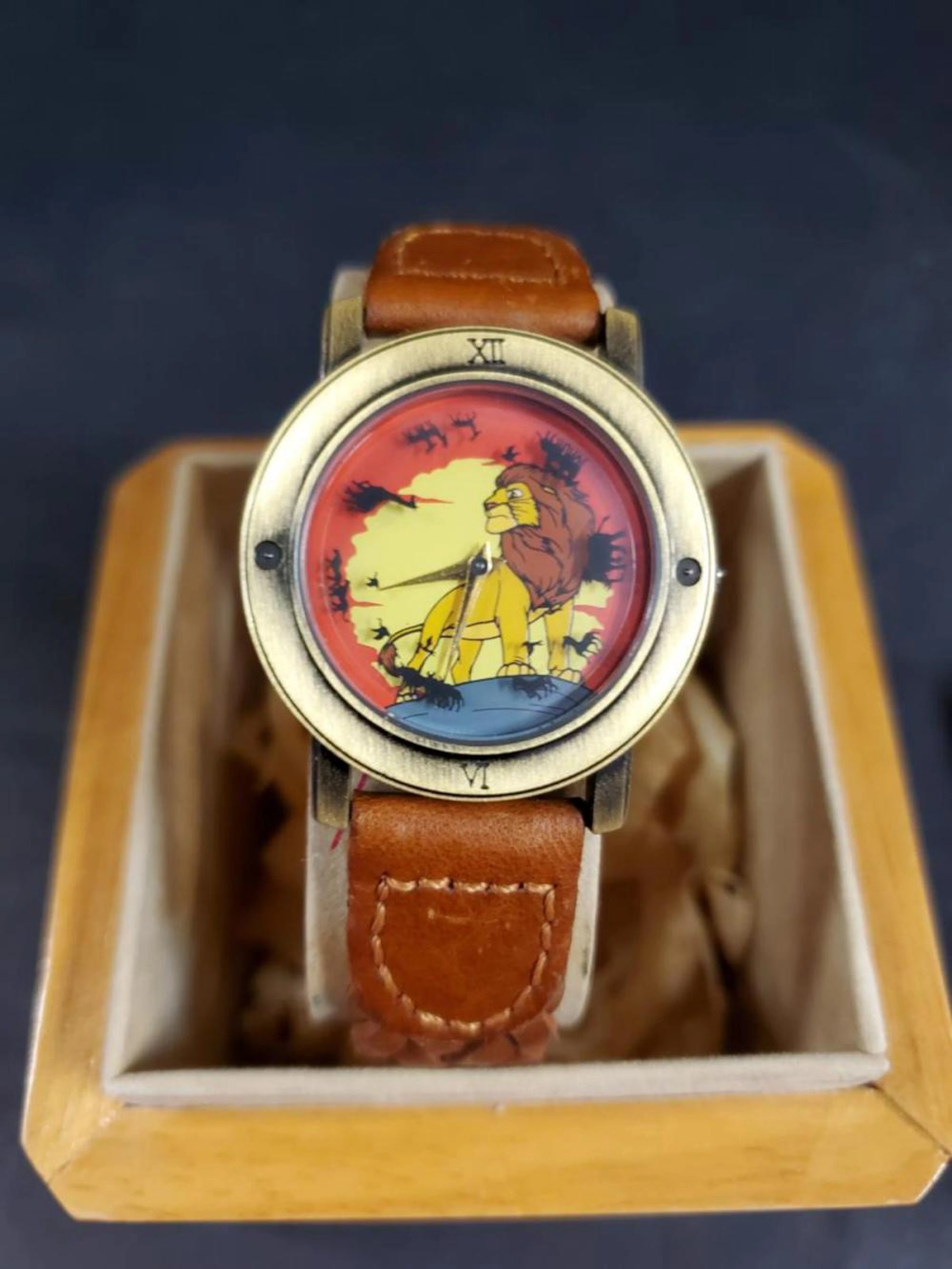 Disney Lion King Wrist Watch in Wood Box with COA