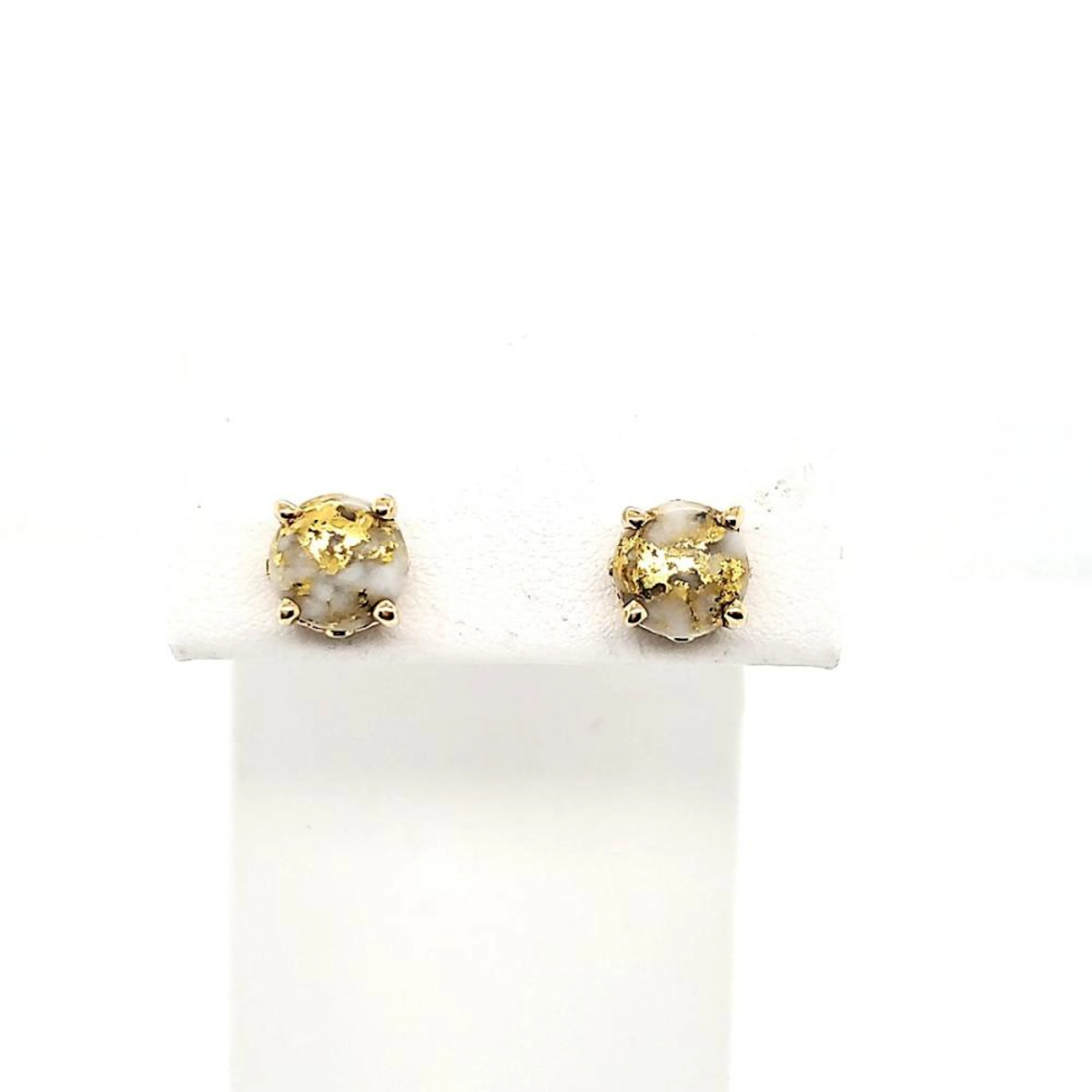 14kt yellow gold quartz and pyrite stud earrings