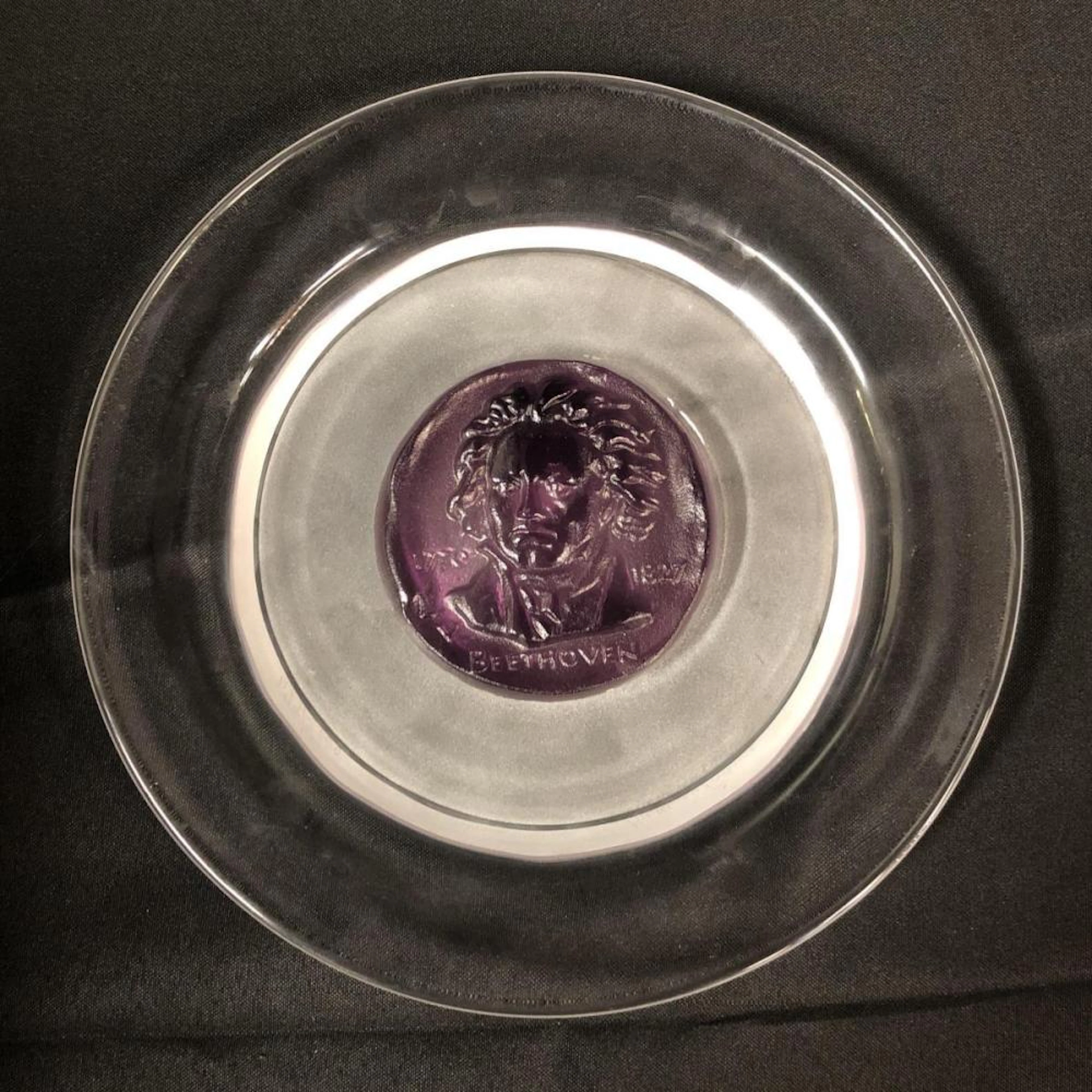 Daum Pate De Verre Art Glass Plate Beethoven