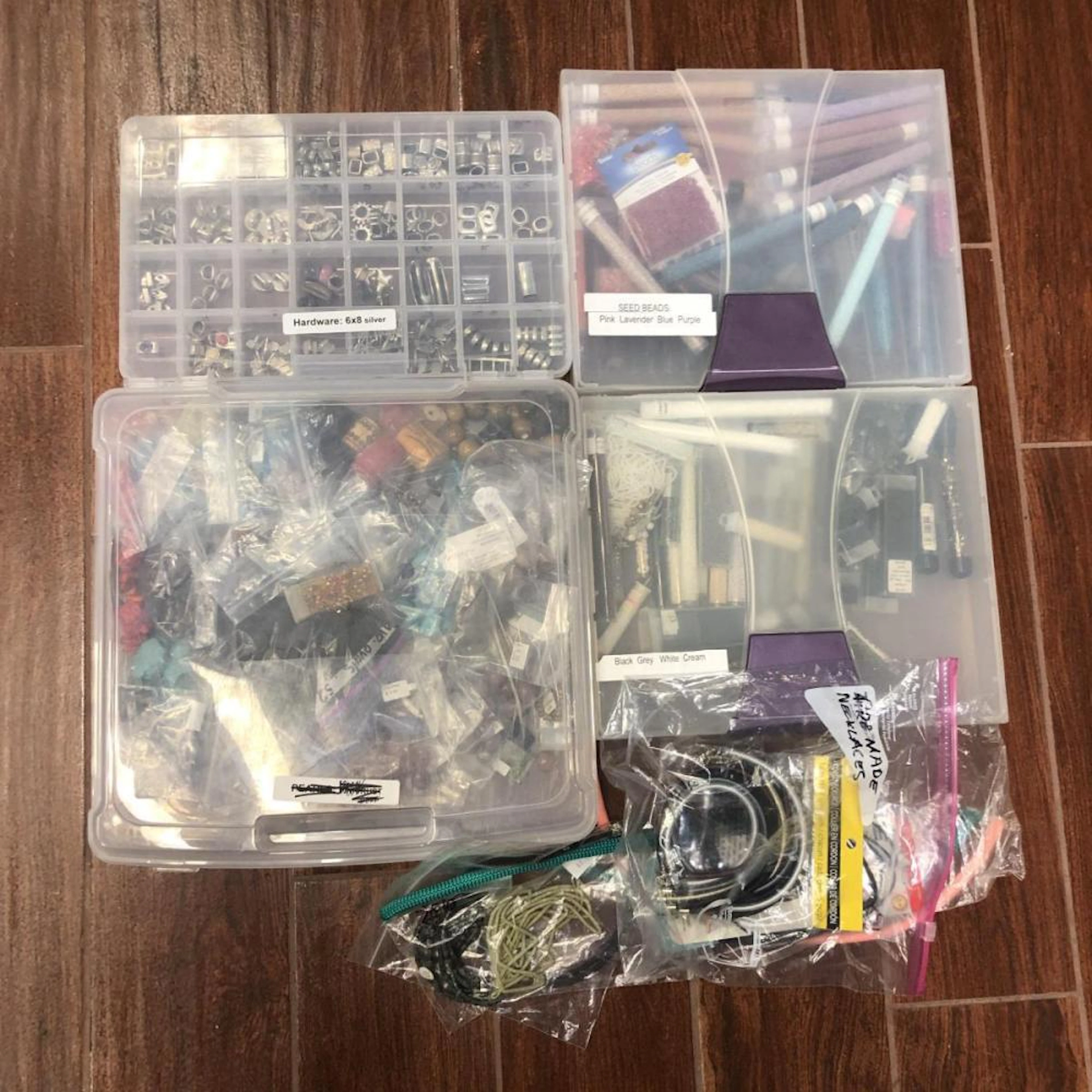 Lot of Jewelry Beads & Necklace Cord Hardware