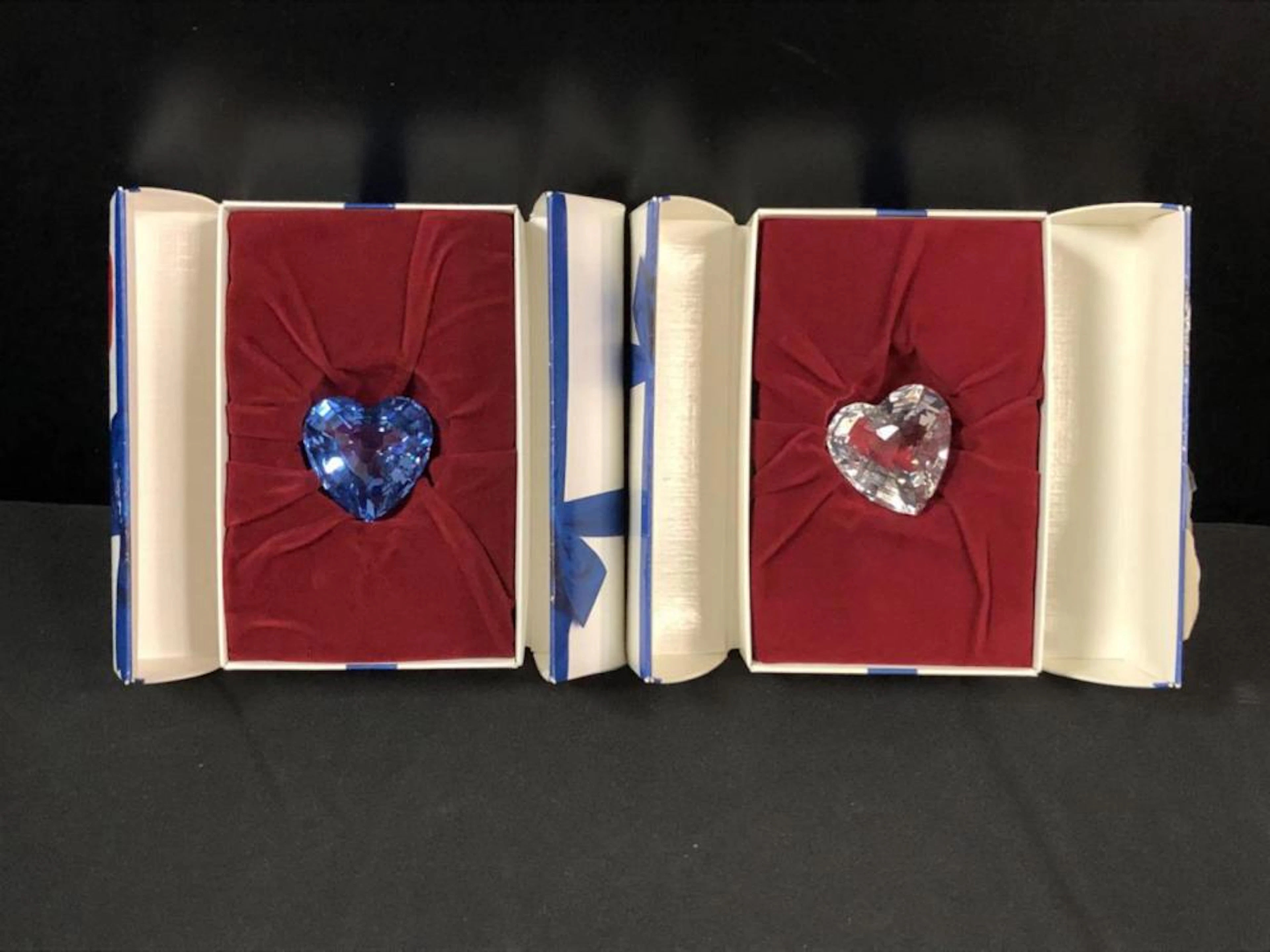 Swarovski Crystal Pair of SCS Hearts in Boxes