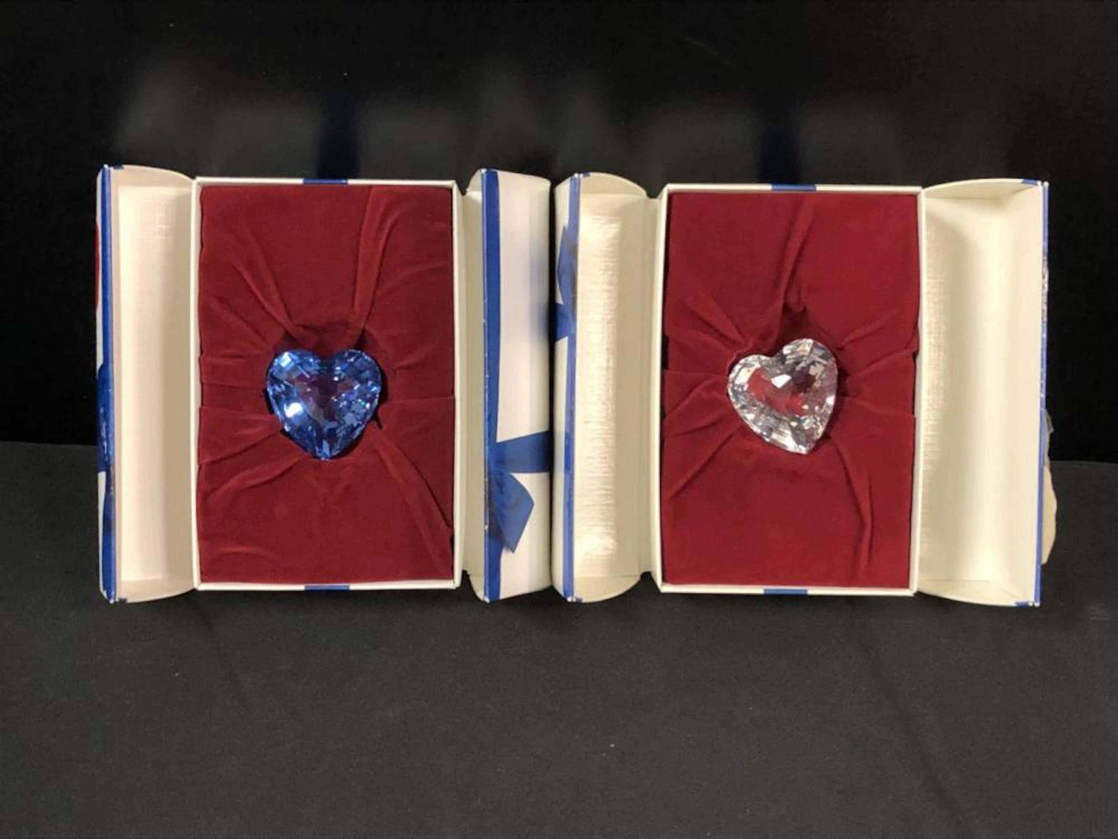 Swarovski Crystal Pair of SCS Hearts in Boxes