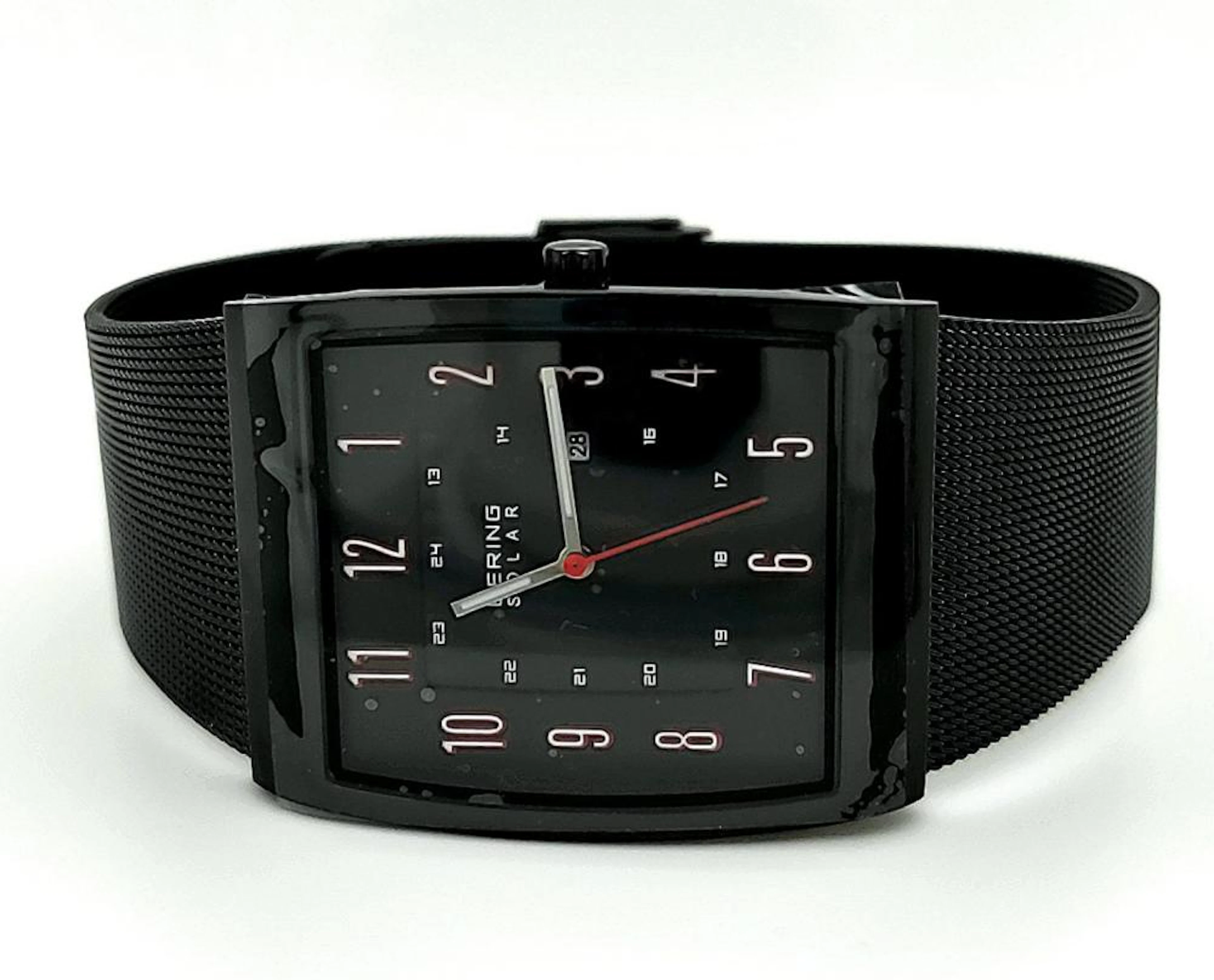 Men's Solar Bering black stainless steel watch