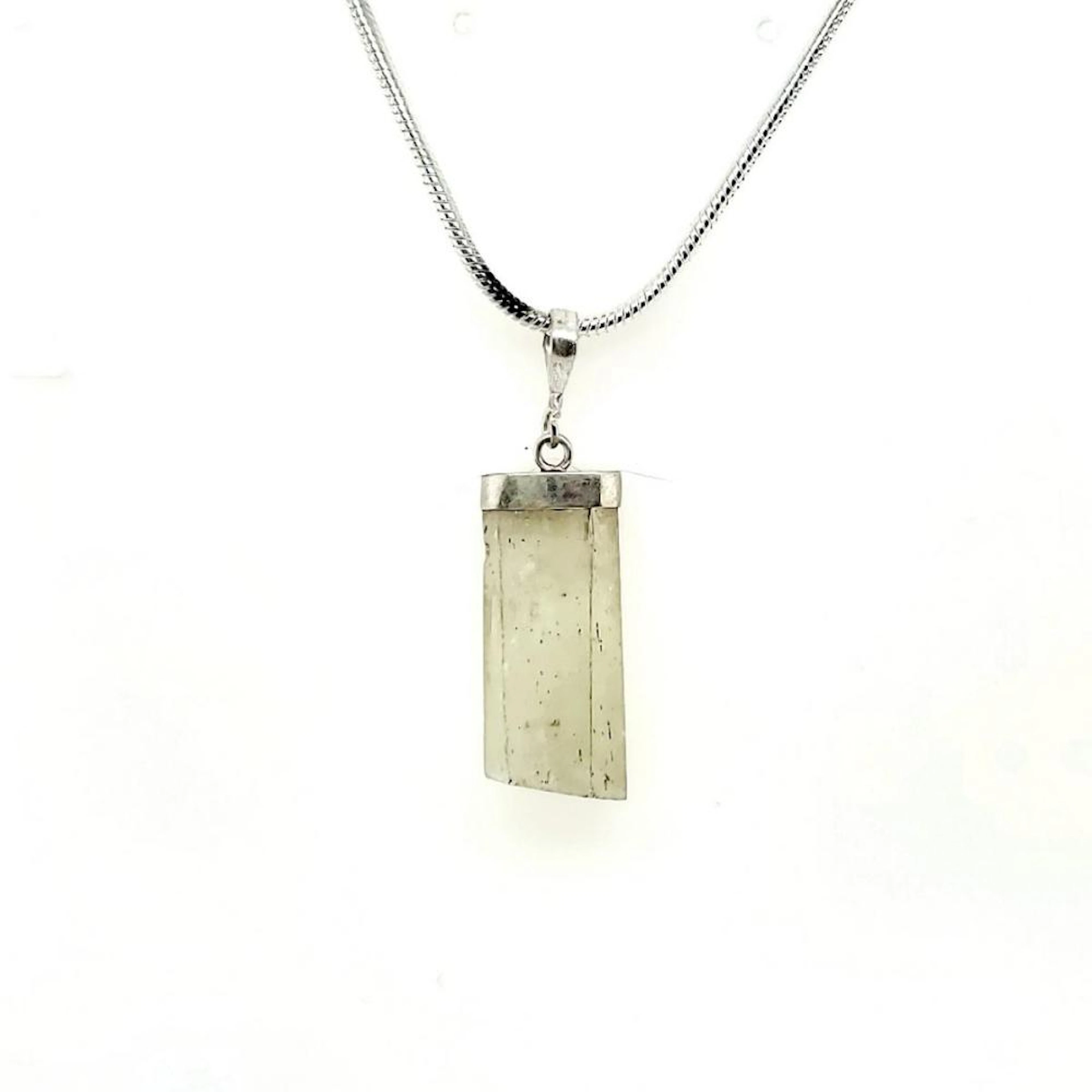 sterling silver yellow kunzite crystal necklace