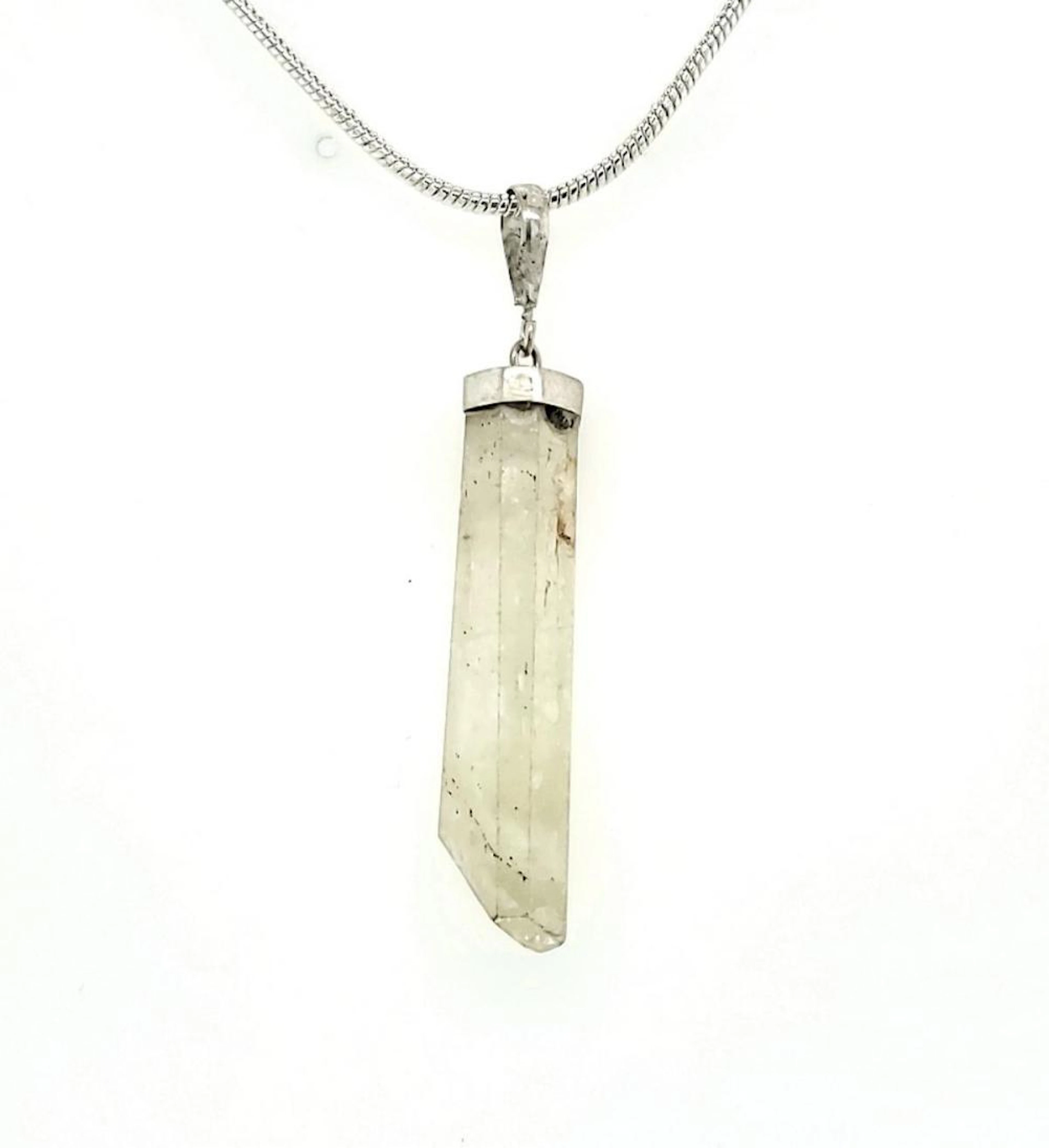 Sterling silver kunzite crystal necklace