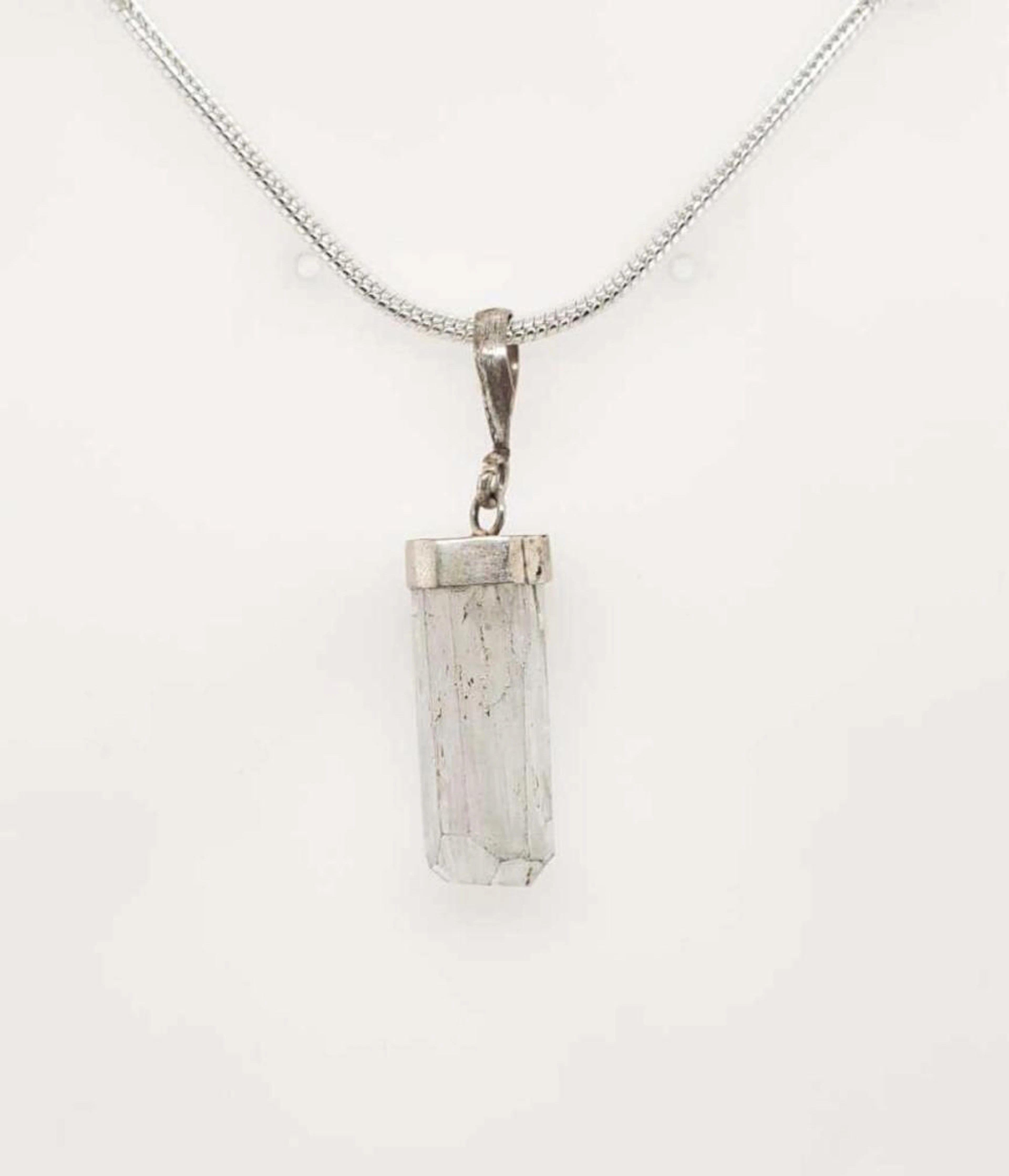 Sterling silver kunzite crystal necklace