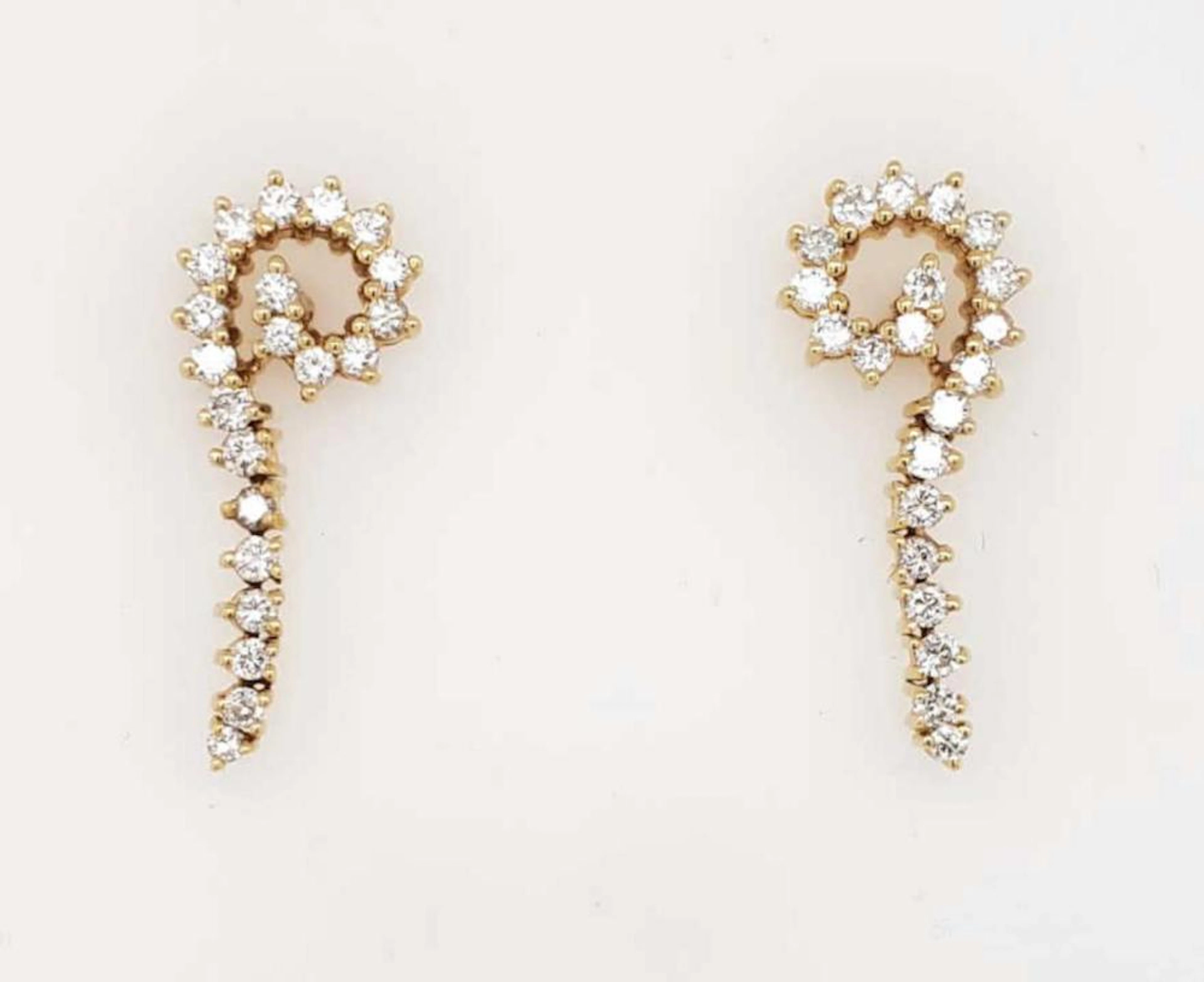 14kt yellow gold diamond dangle earrings