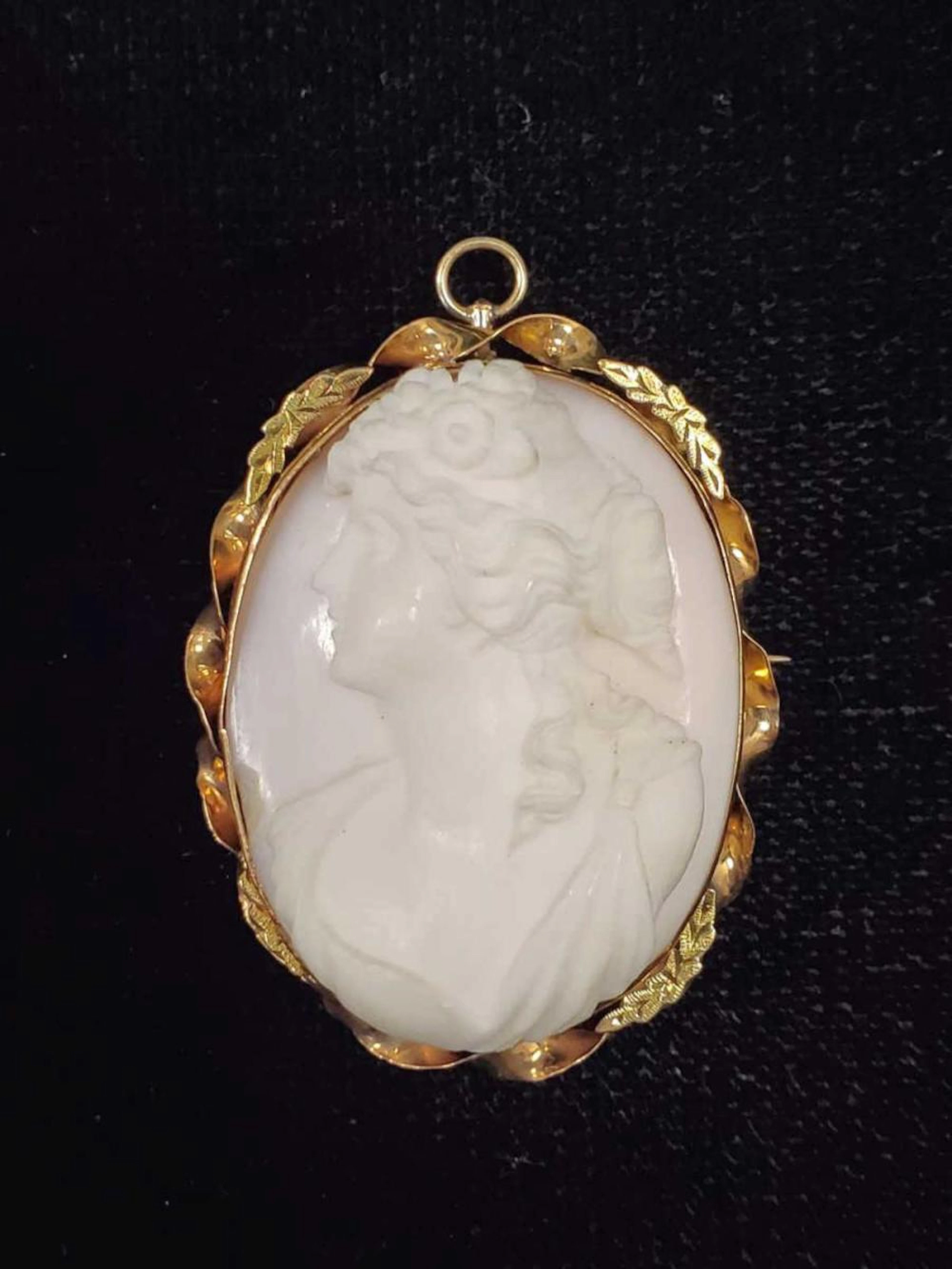 14kyg Floral Lady Cameo Pi