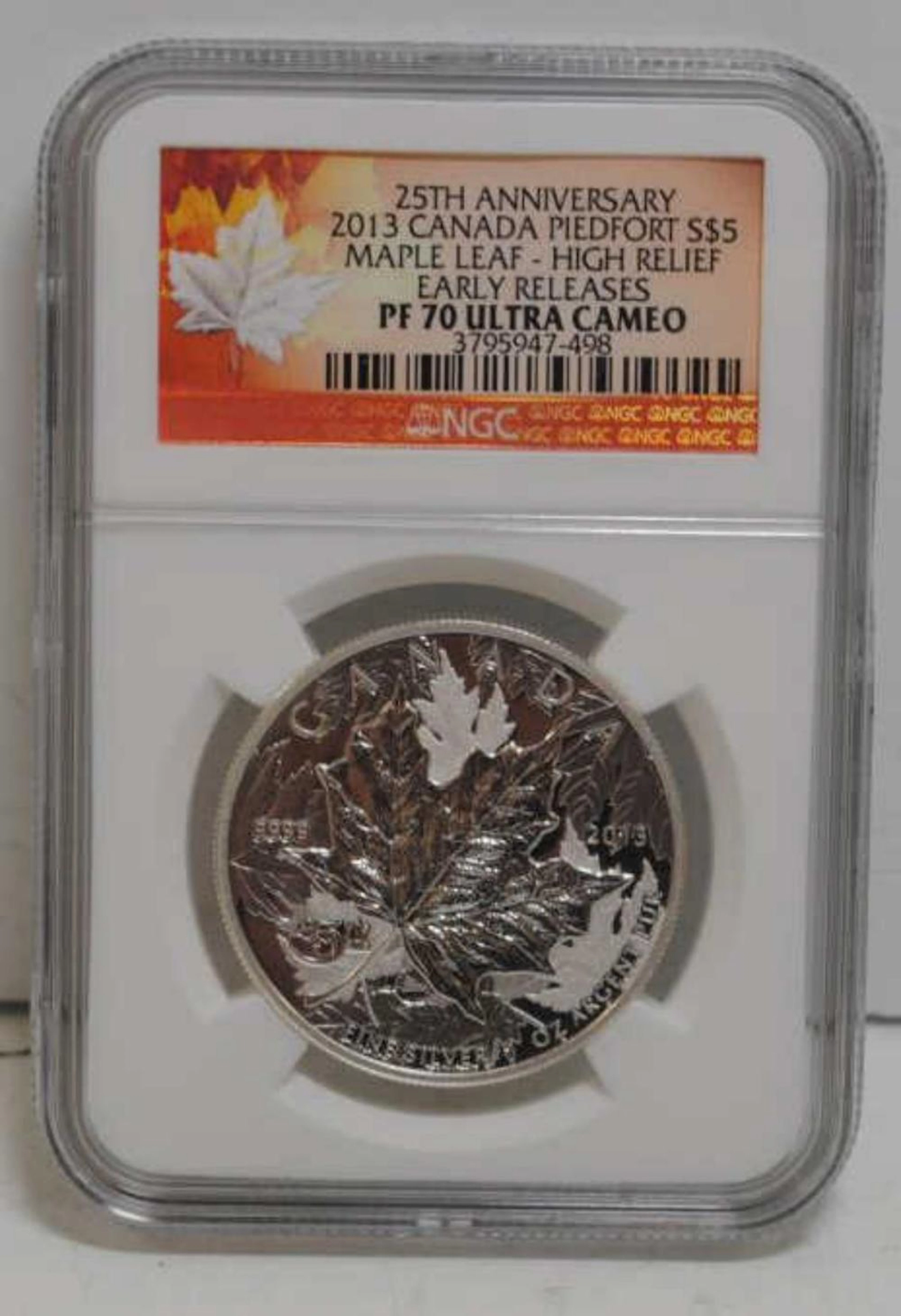 2013 Canada Piedfort $5 Maple Leaf PF70 UCAM