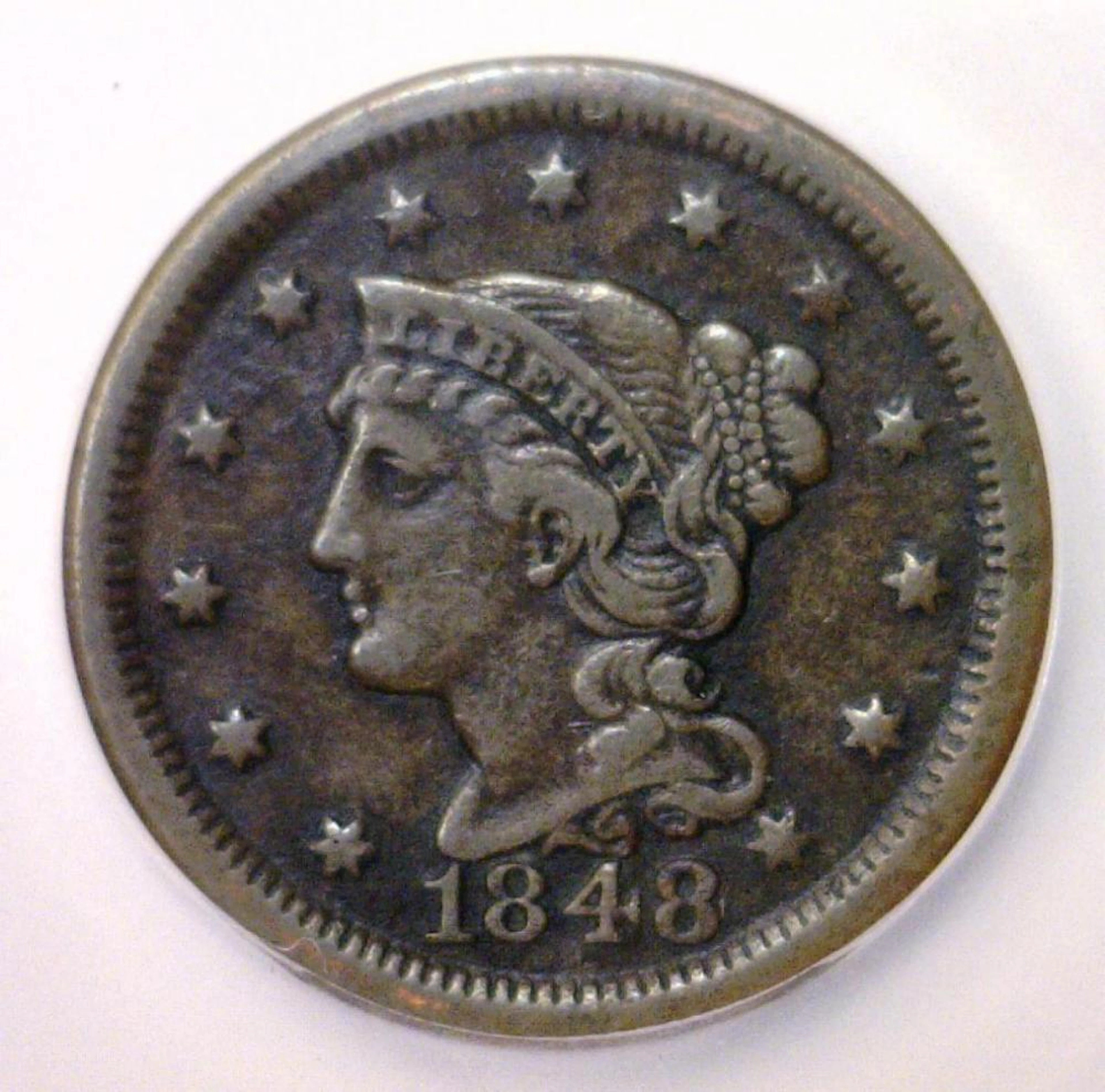 1848 Braided Hair Large Cent ICG VF20