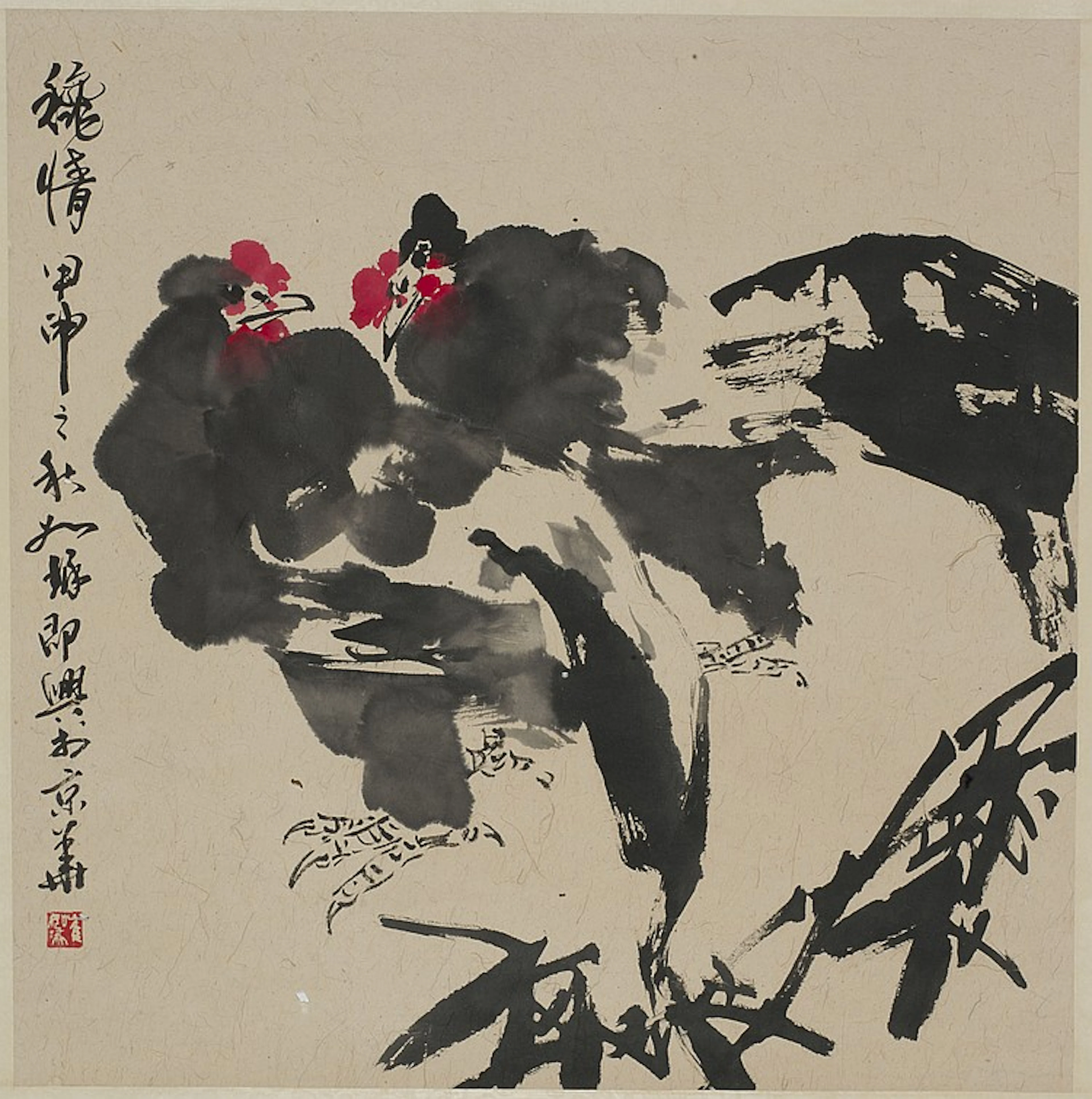 A CHINESE SCROLL PAINTING OF ROOSTER MOTIF, AFTER CUI RUZHUO