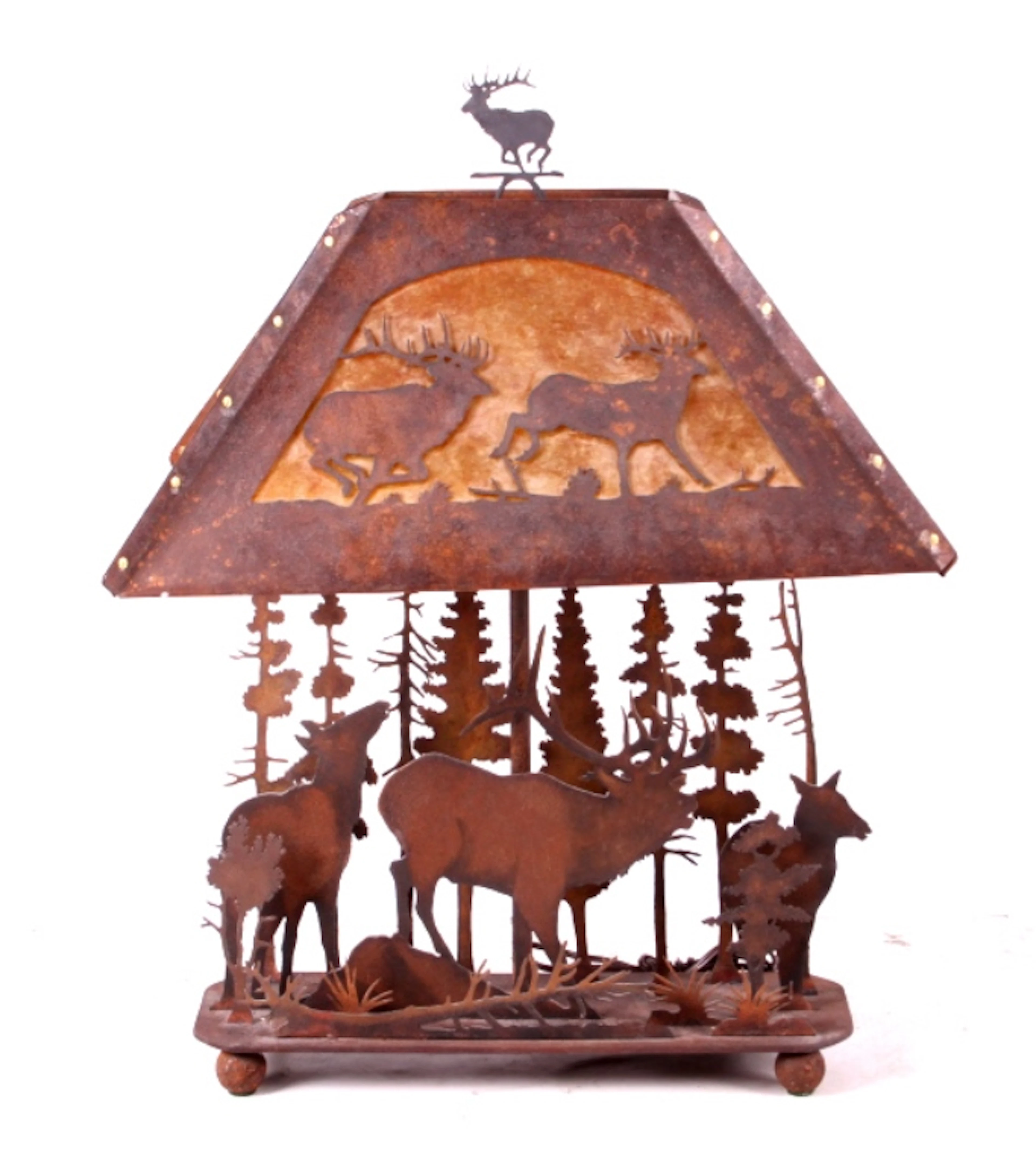 Rustic Western Elk Lamp