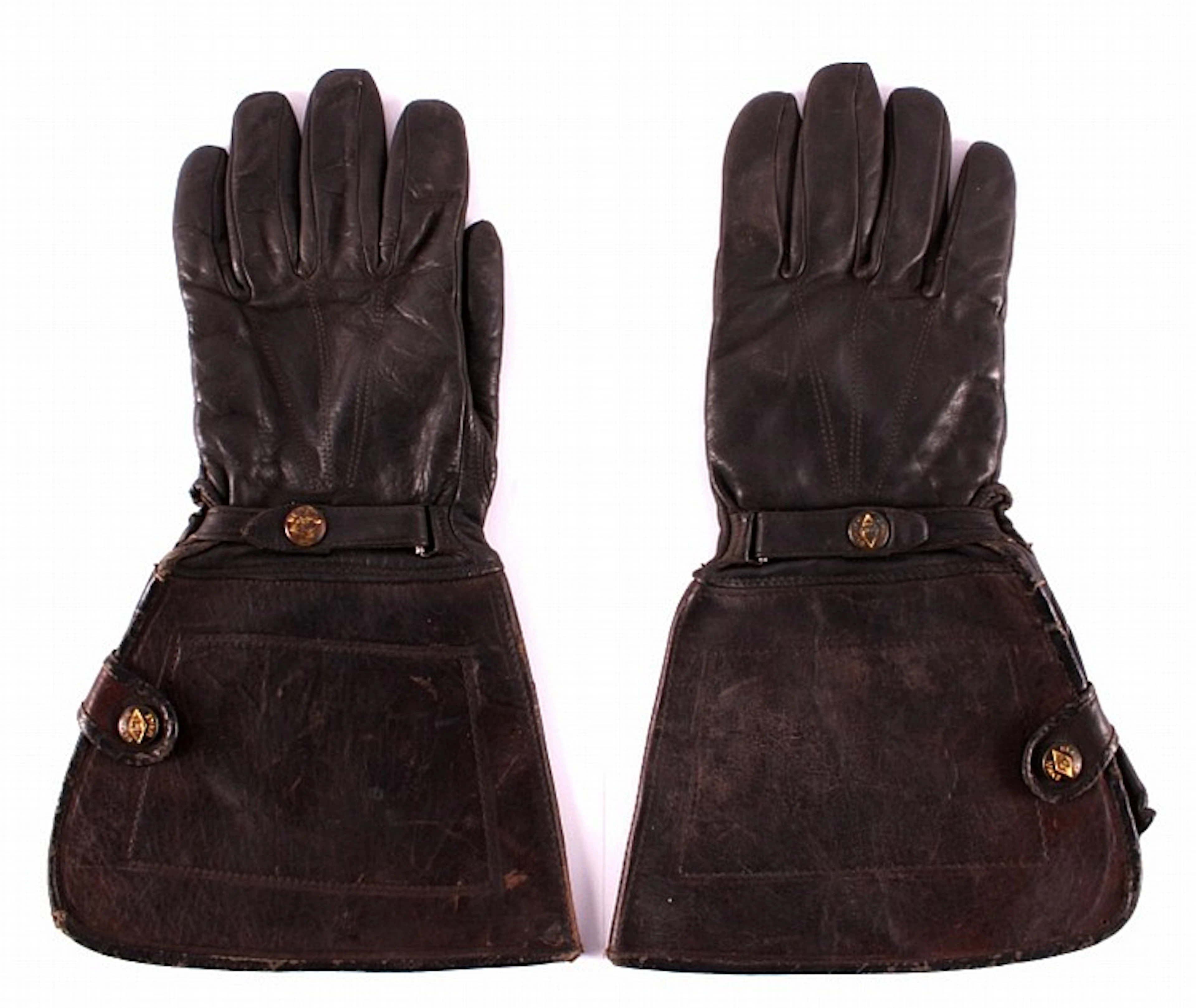 Antique Beaver Make Leather Motorcycle Gloves