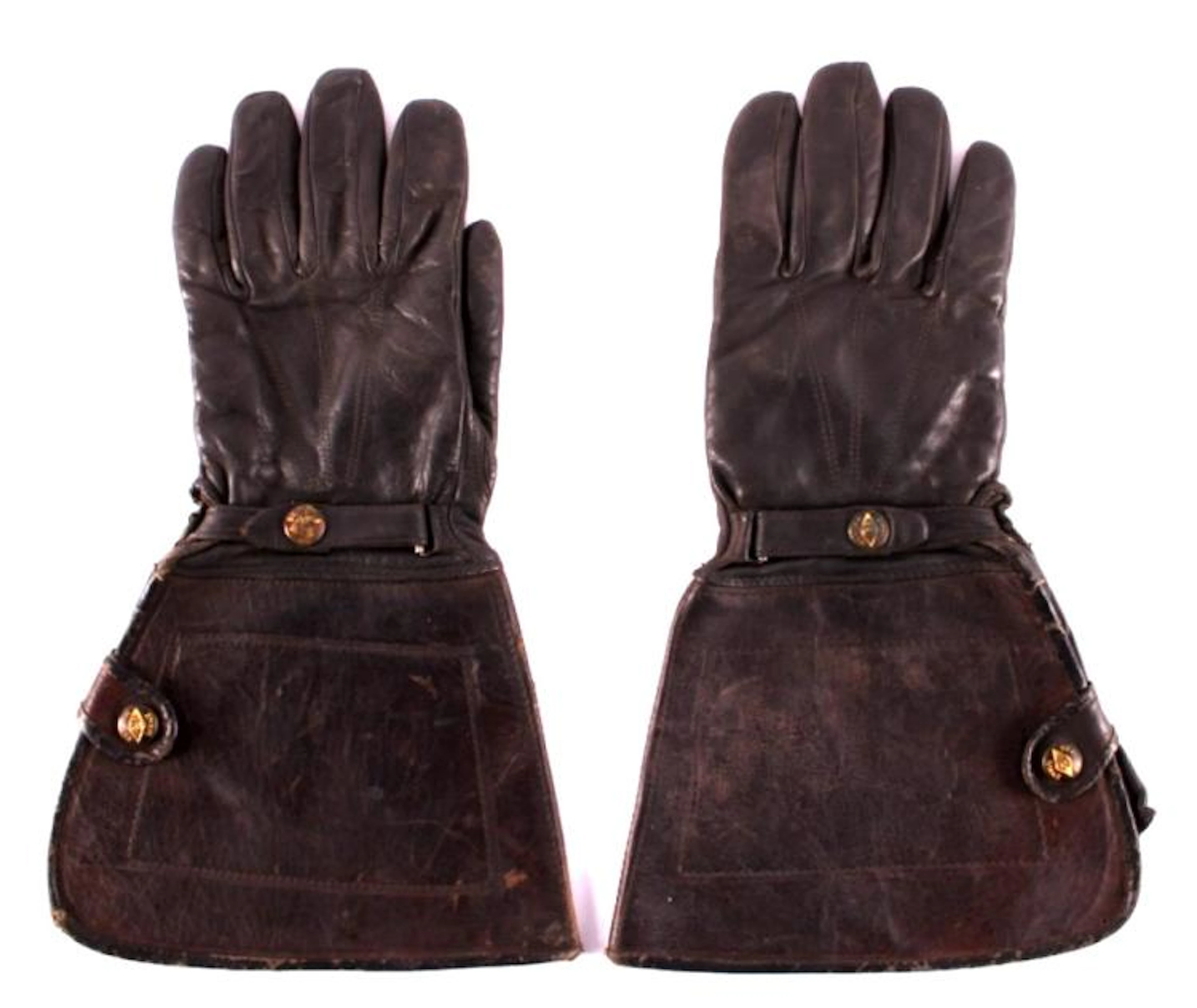 Antique Beaver Make Leather Motorcycle Gloves