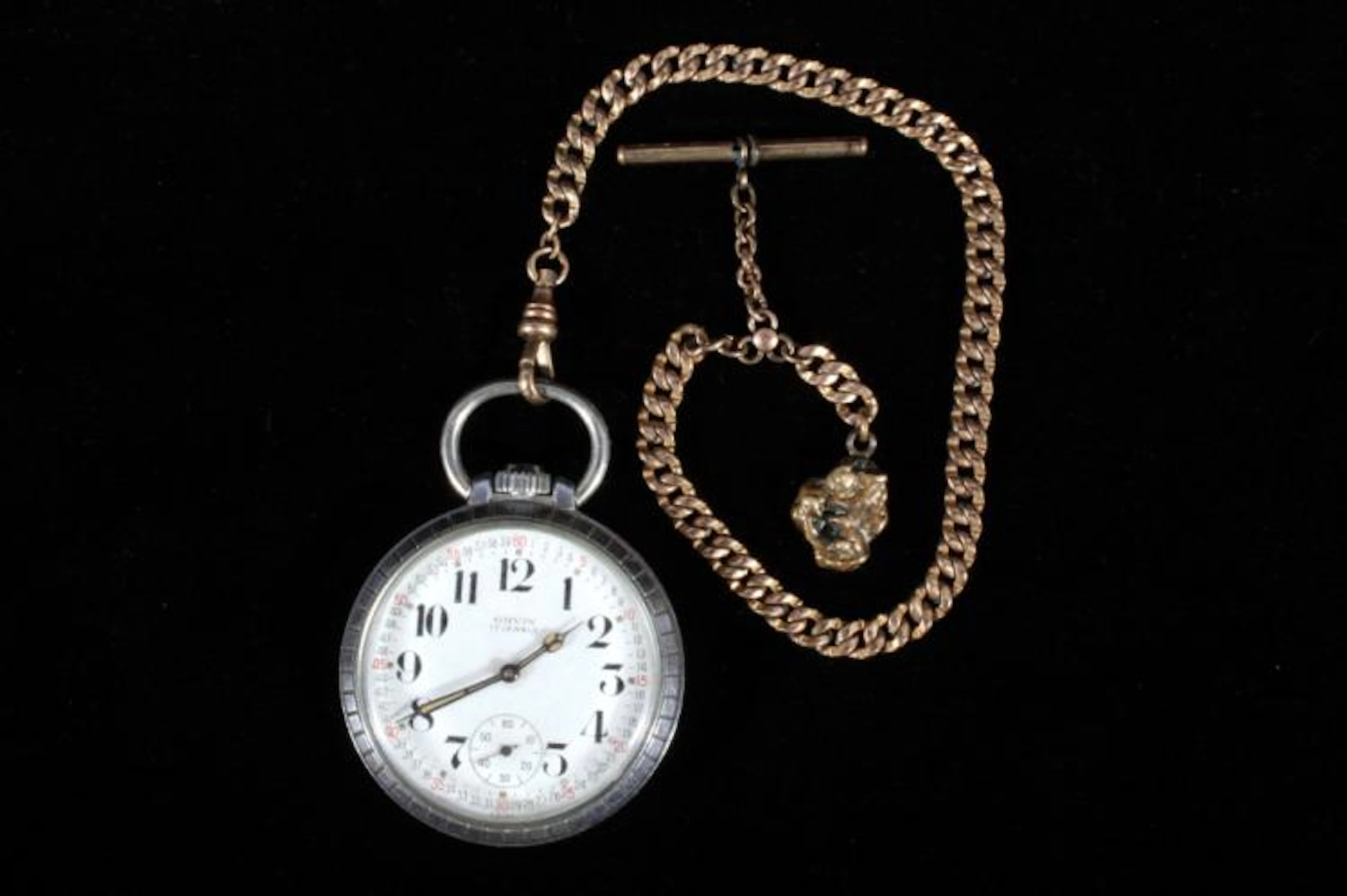 Orvin 17 Jewel Pocket Watch & 12kt Gold Chain