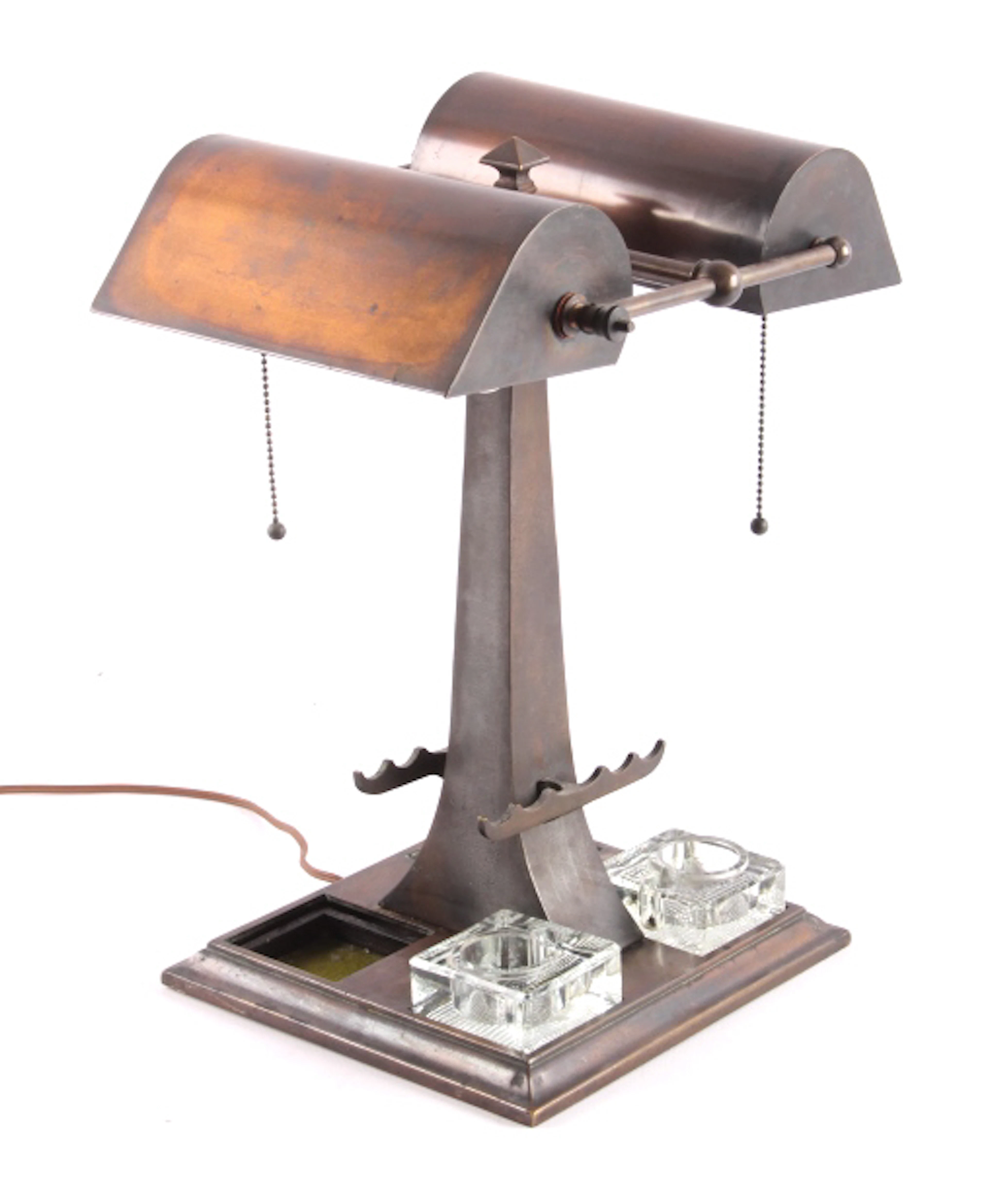 Art Nouveau Partners Desk with Inkwells RARE
