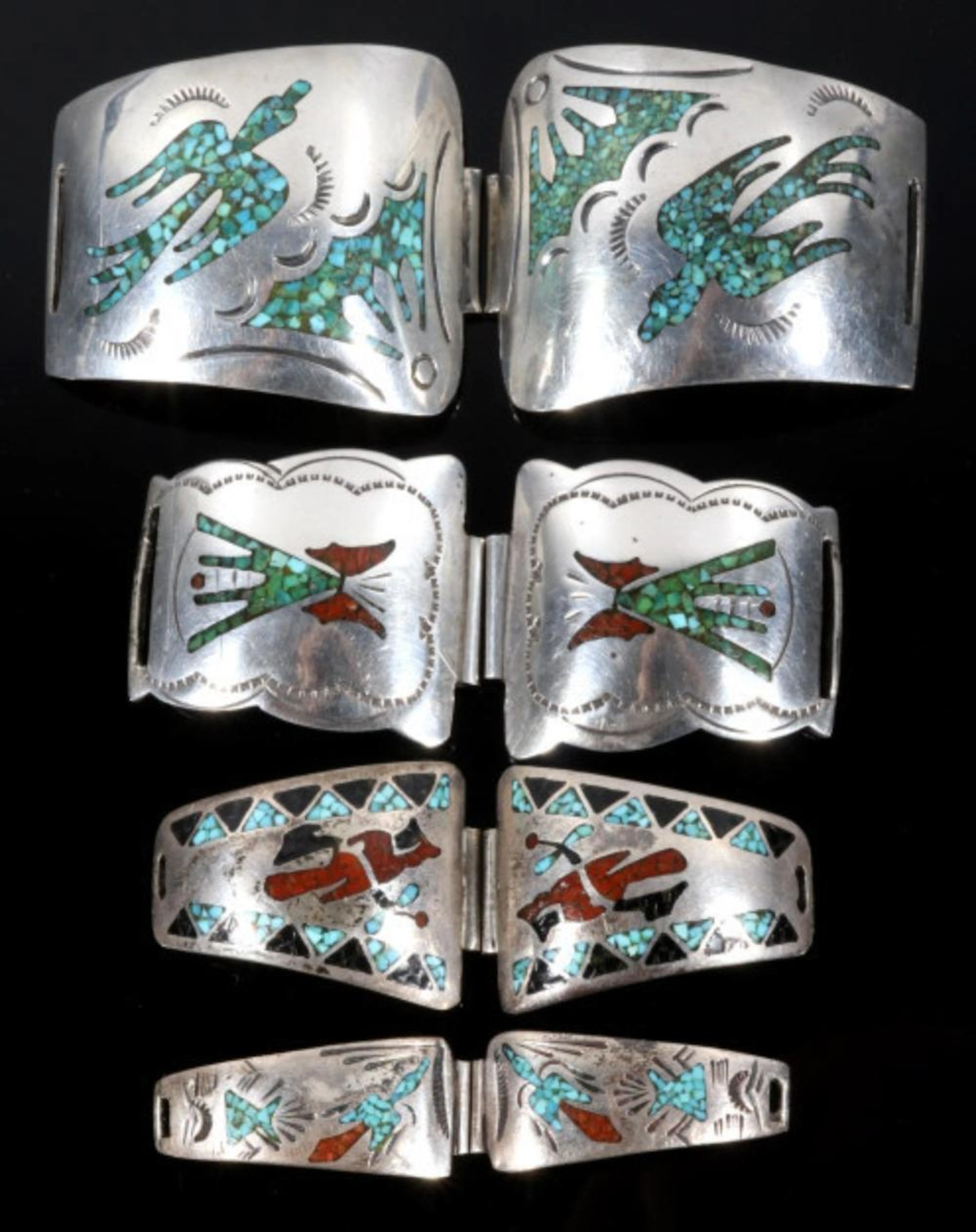 Collection of Sterling Silver and Chip Inlay Bands