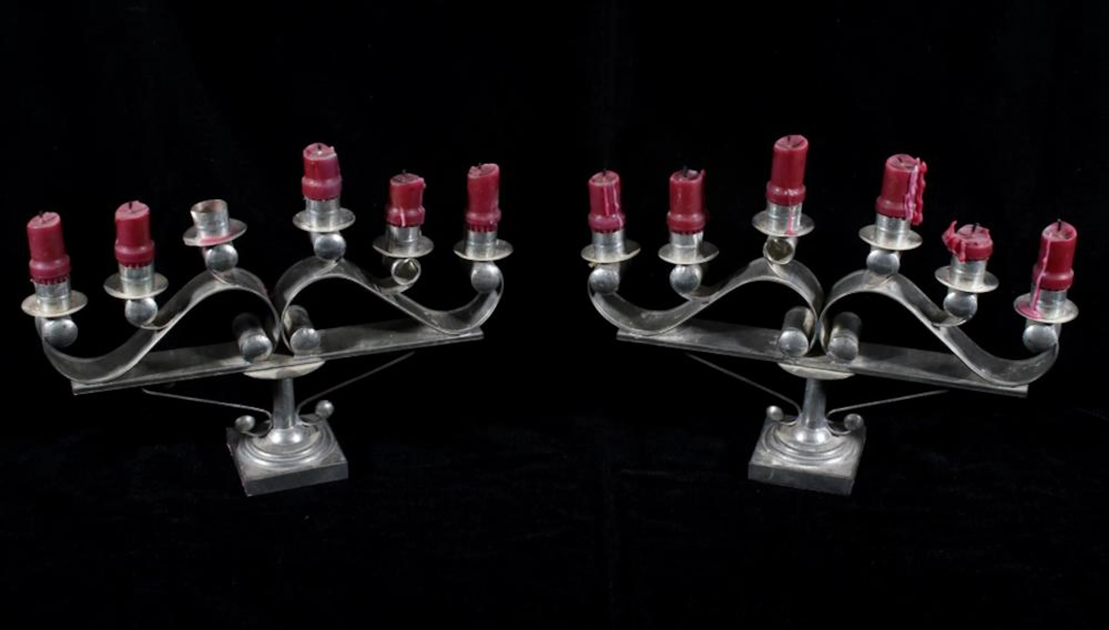 Pair of Mexican colonial Style Tin Candle Holder