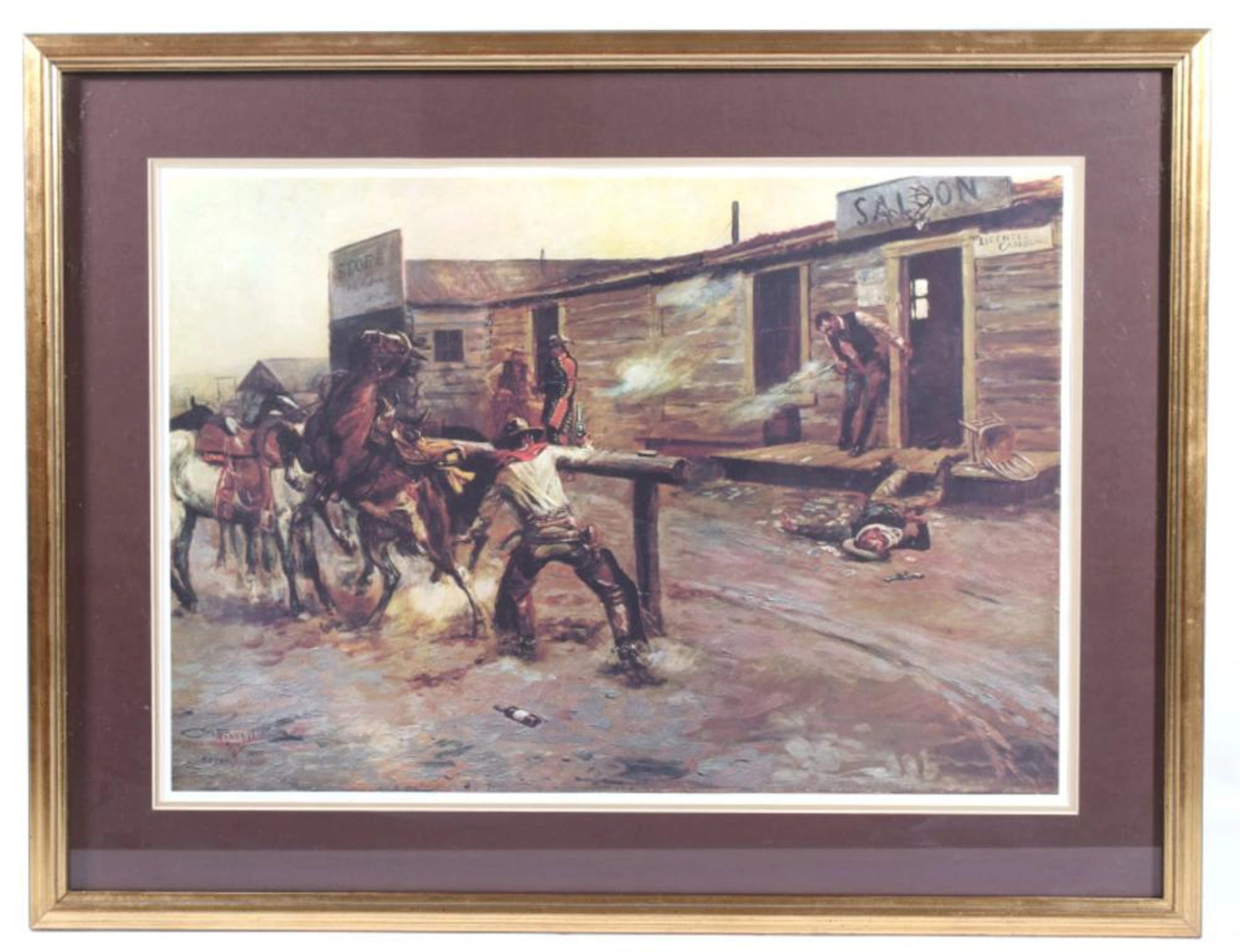 Charlie Russell "Death Of A Gambler" Framed Print