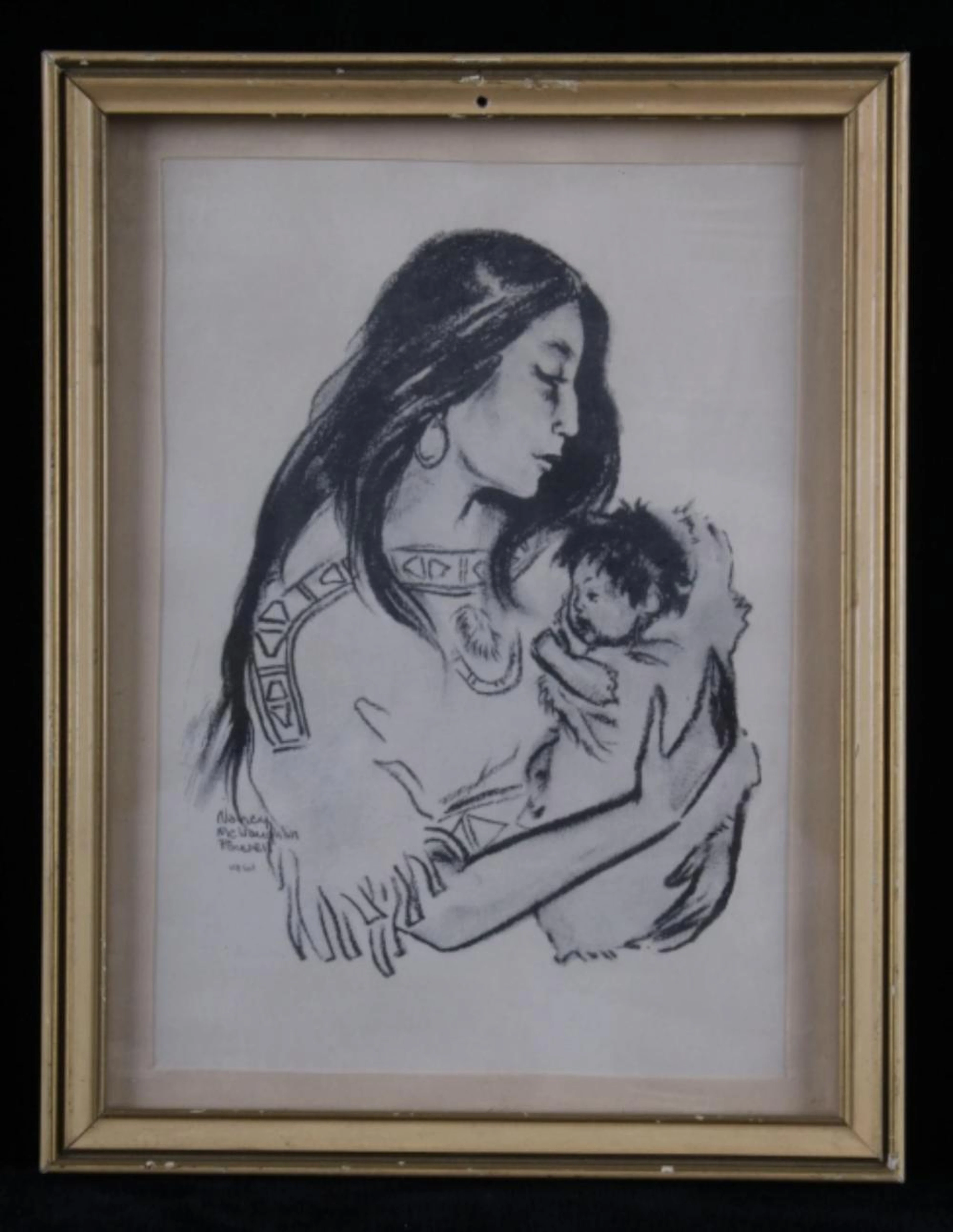 1961 Framed Nancy McLaughlin Powell Sketch