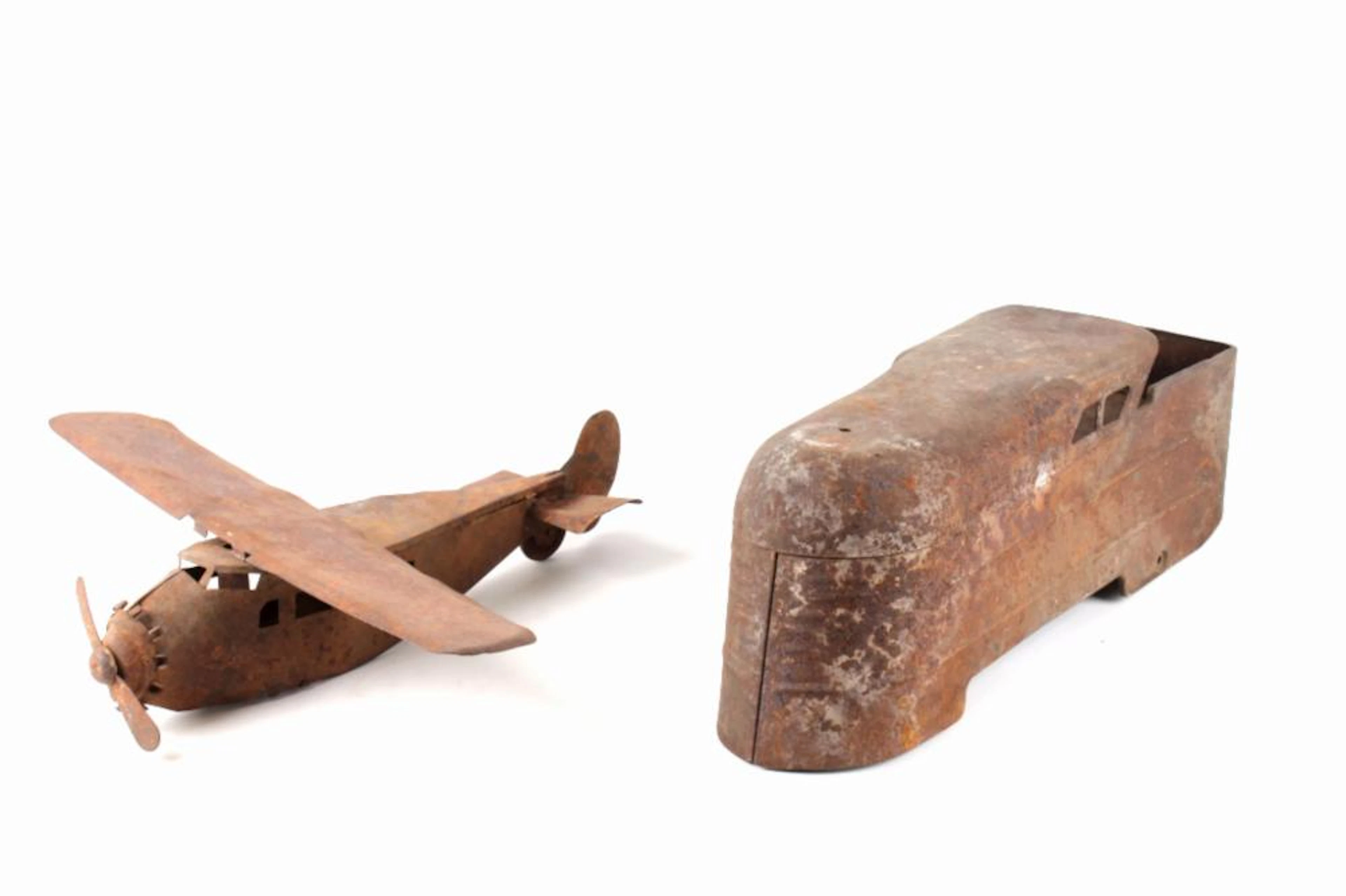Pressed Steel Airplane & Train Toys c.1930