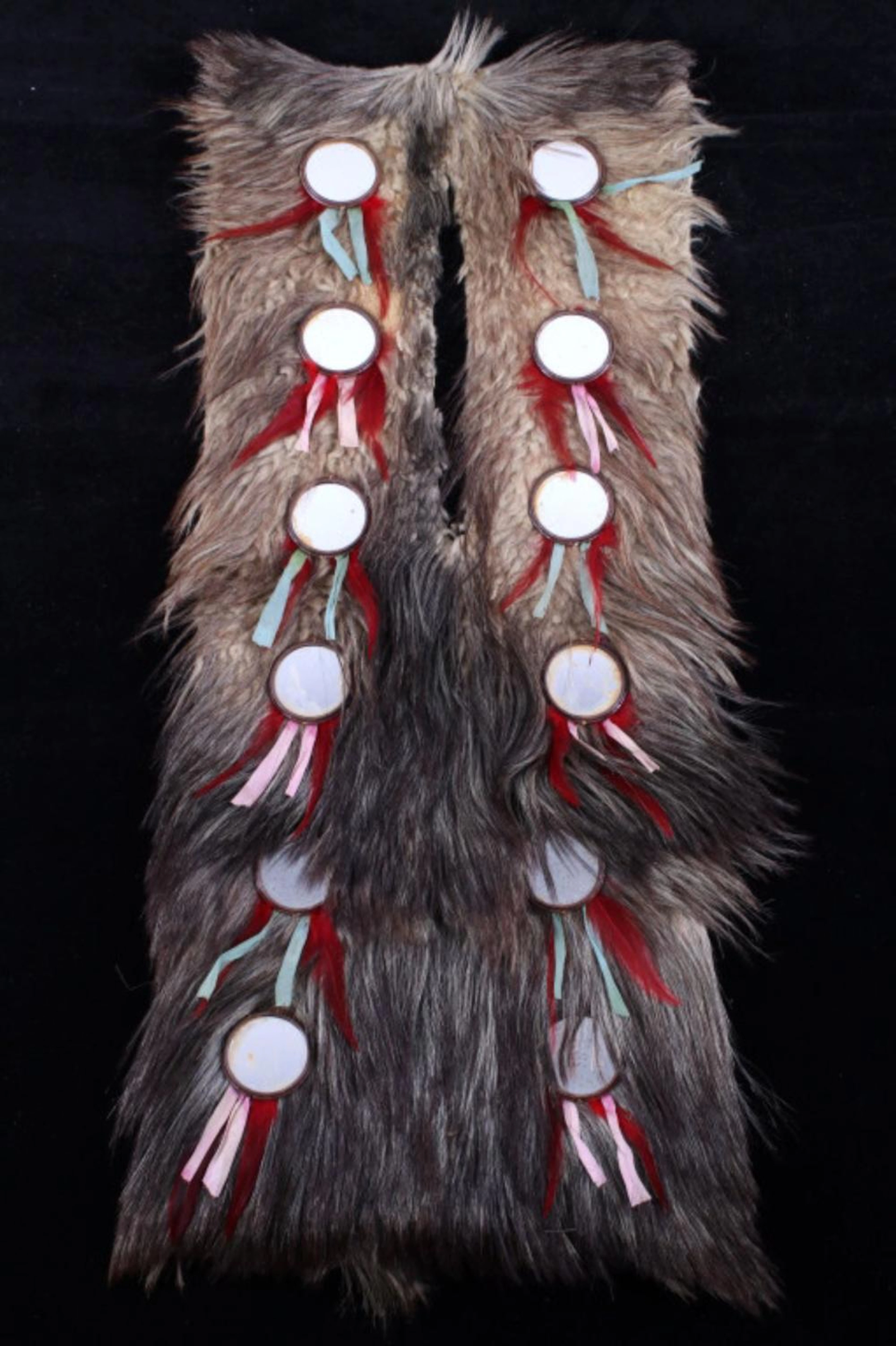 Lakota Ihoka Badger Society Wolf Mirror Sash 1800-