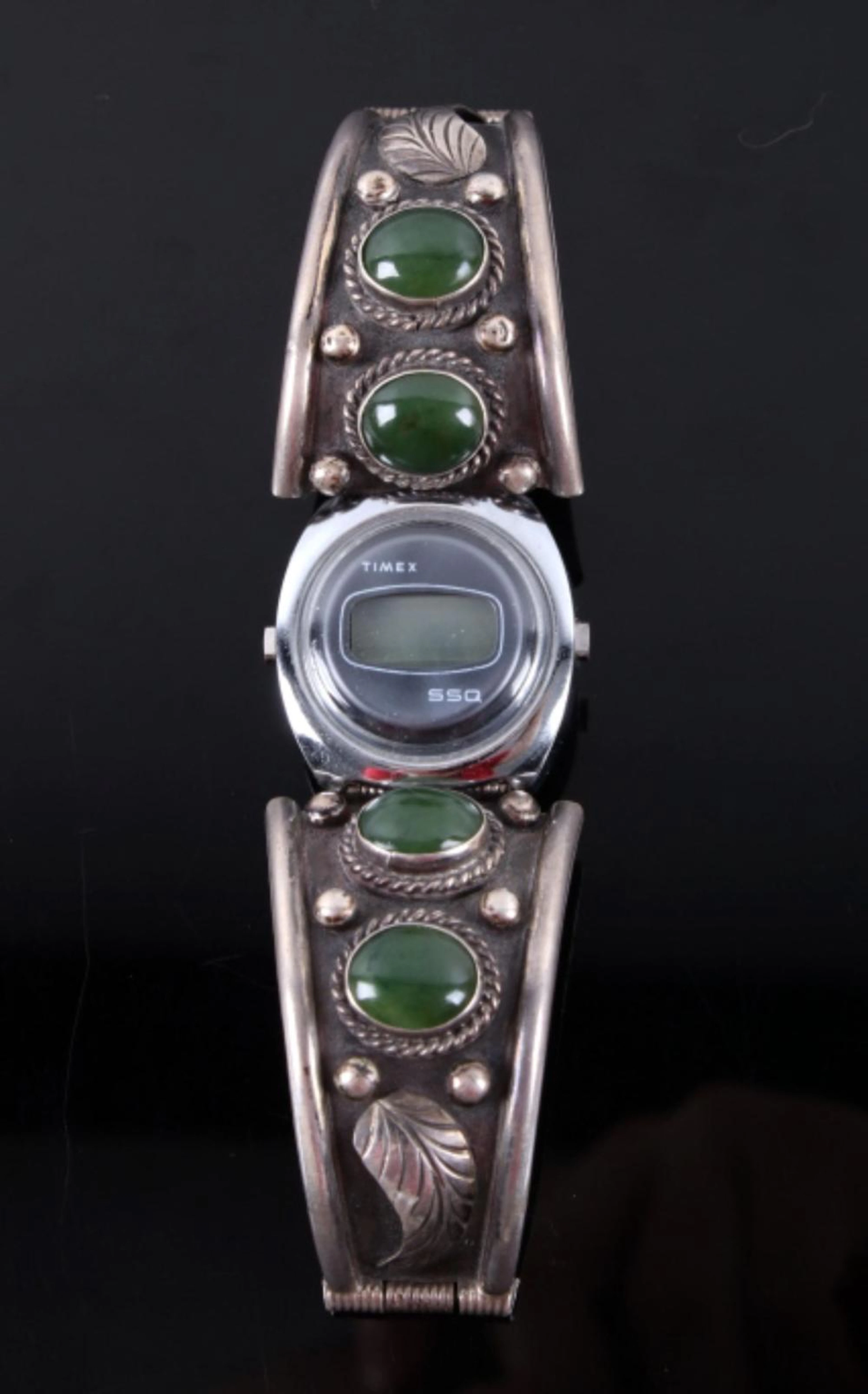 avajo Sterling & Jade Watch Band Cuff w/ Clasp