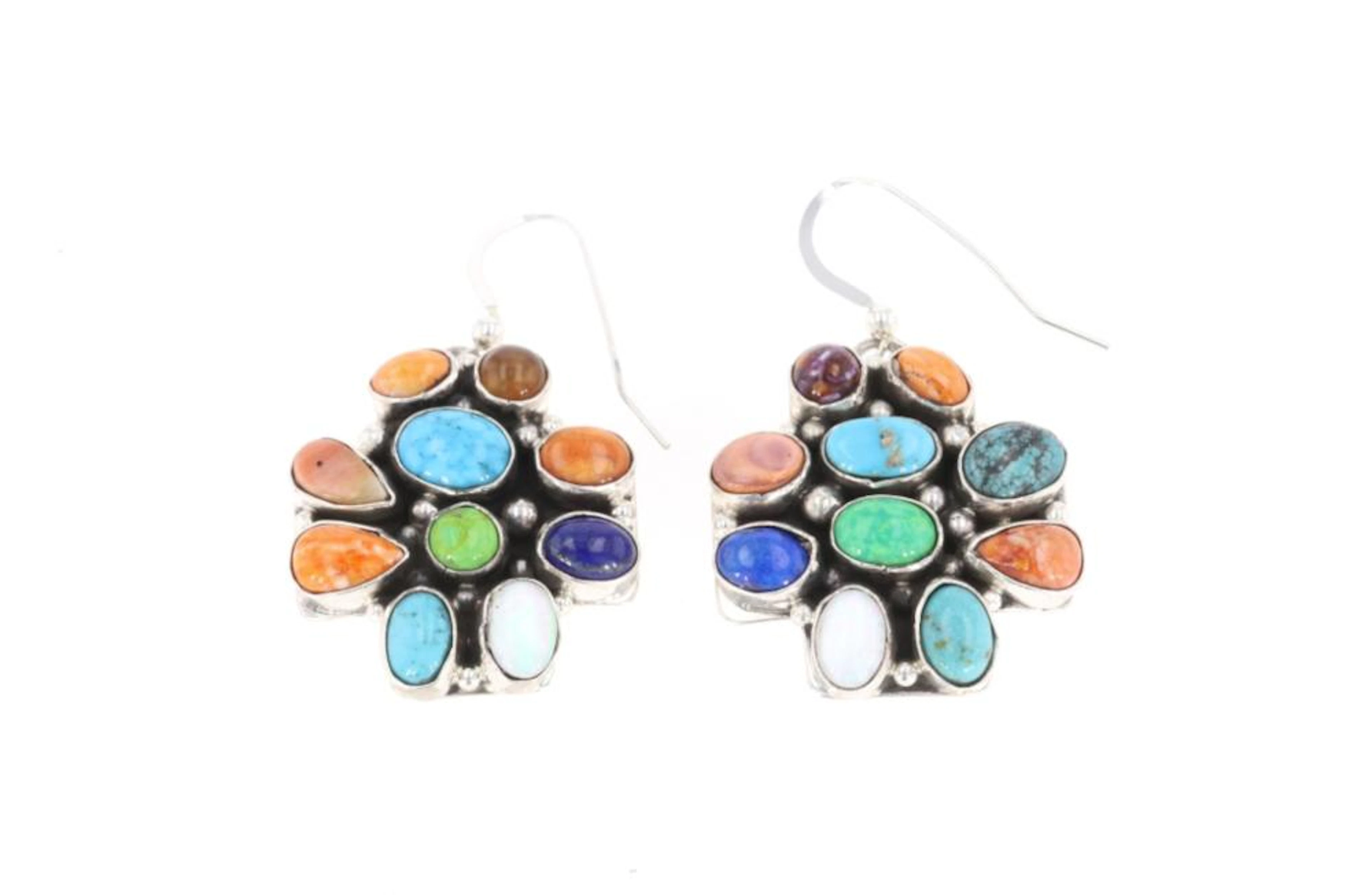 avajo E. Thompson Silver Multi Stone Earrings