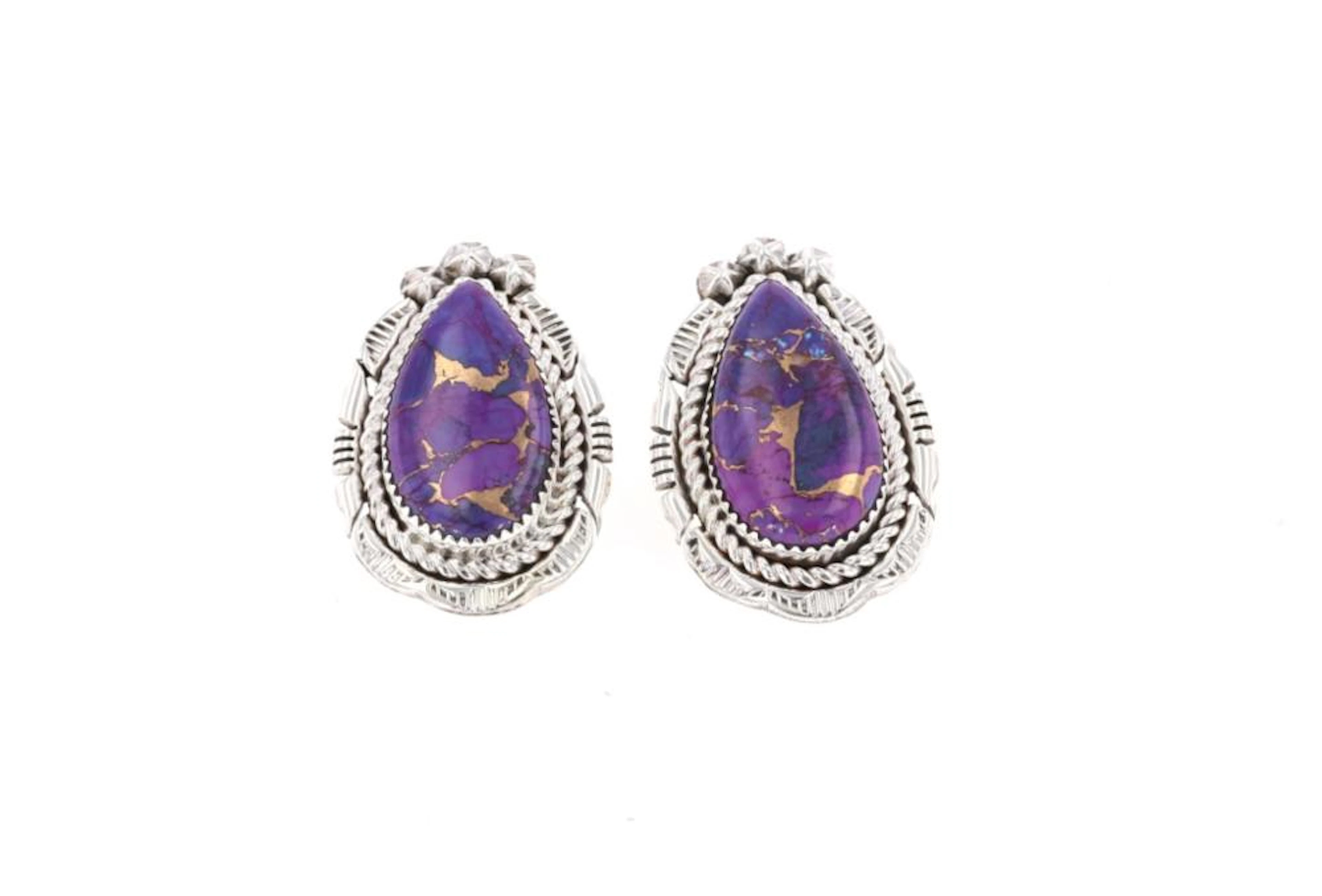 avajo E. McCray Sterling Silver Sugilite Earrings