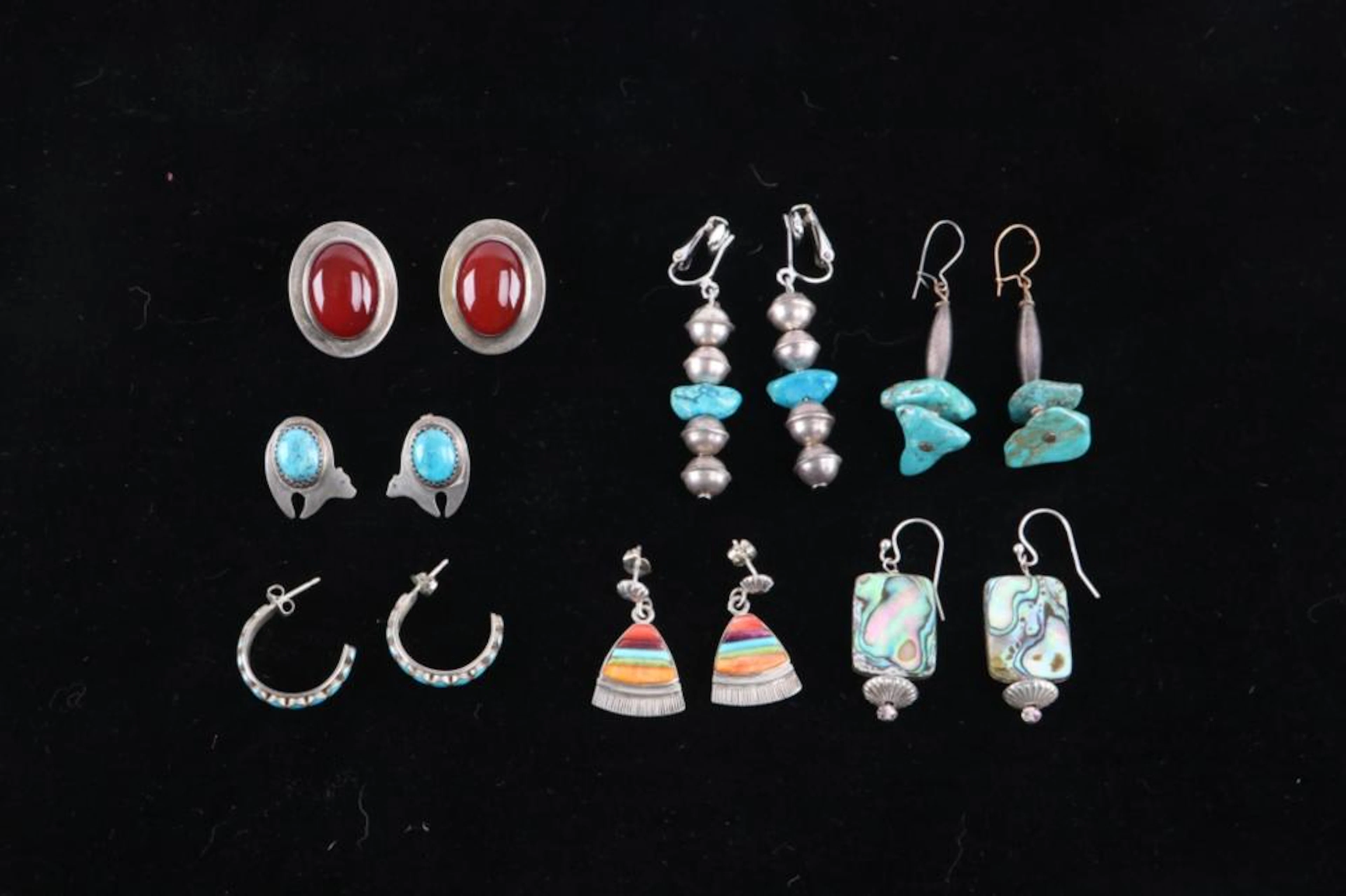 avajo Silver Turquoise & Gem Stone Earrings