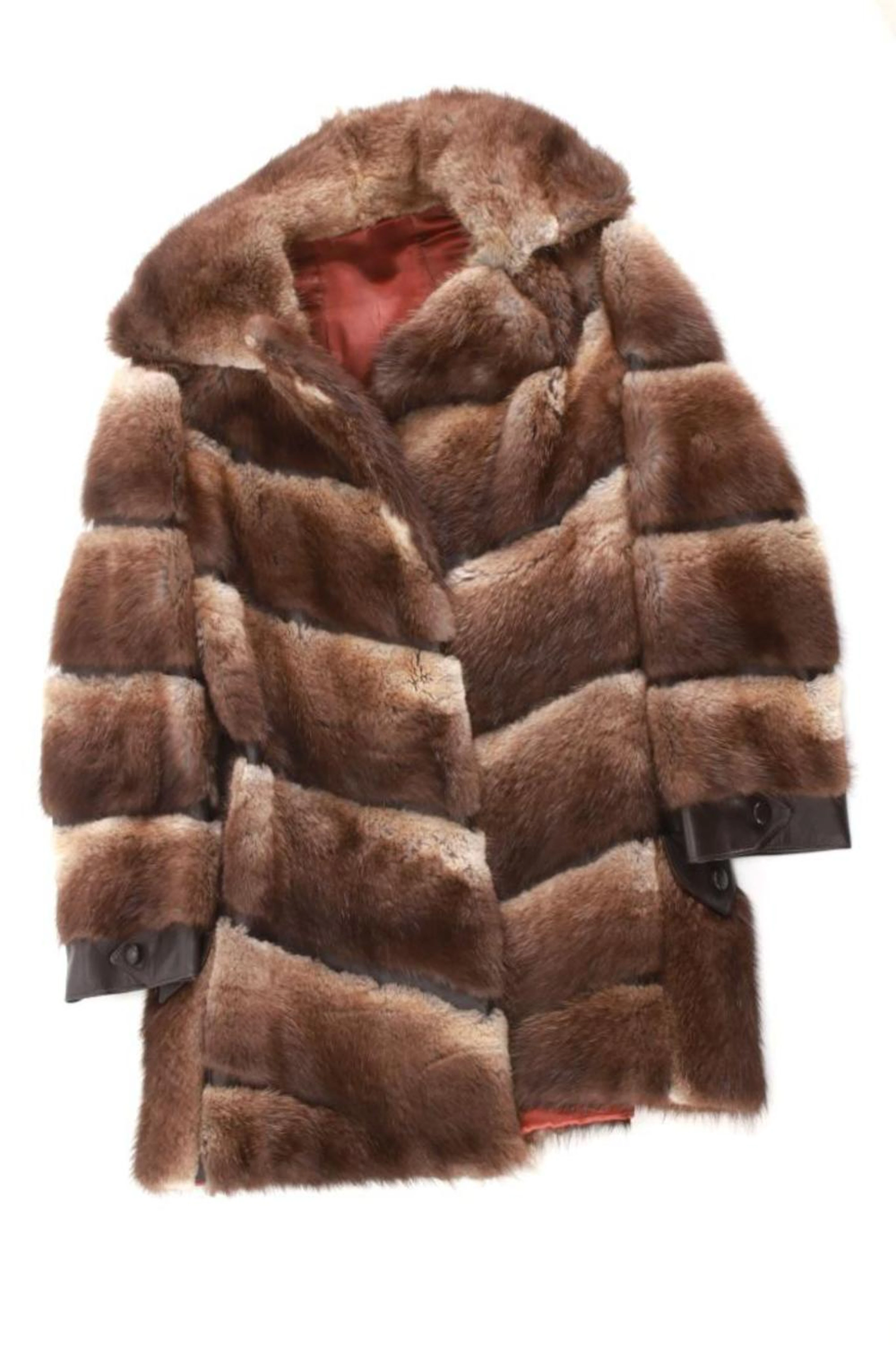 Leather & Beaver Ladies Fur Coat c. 1970