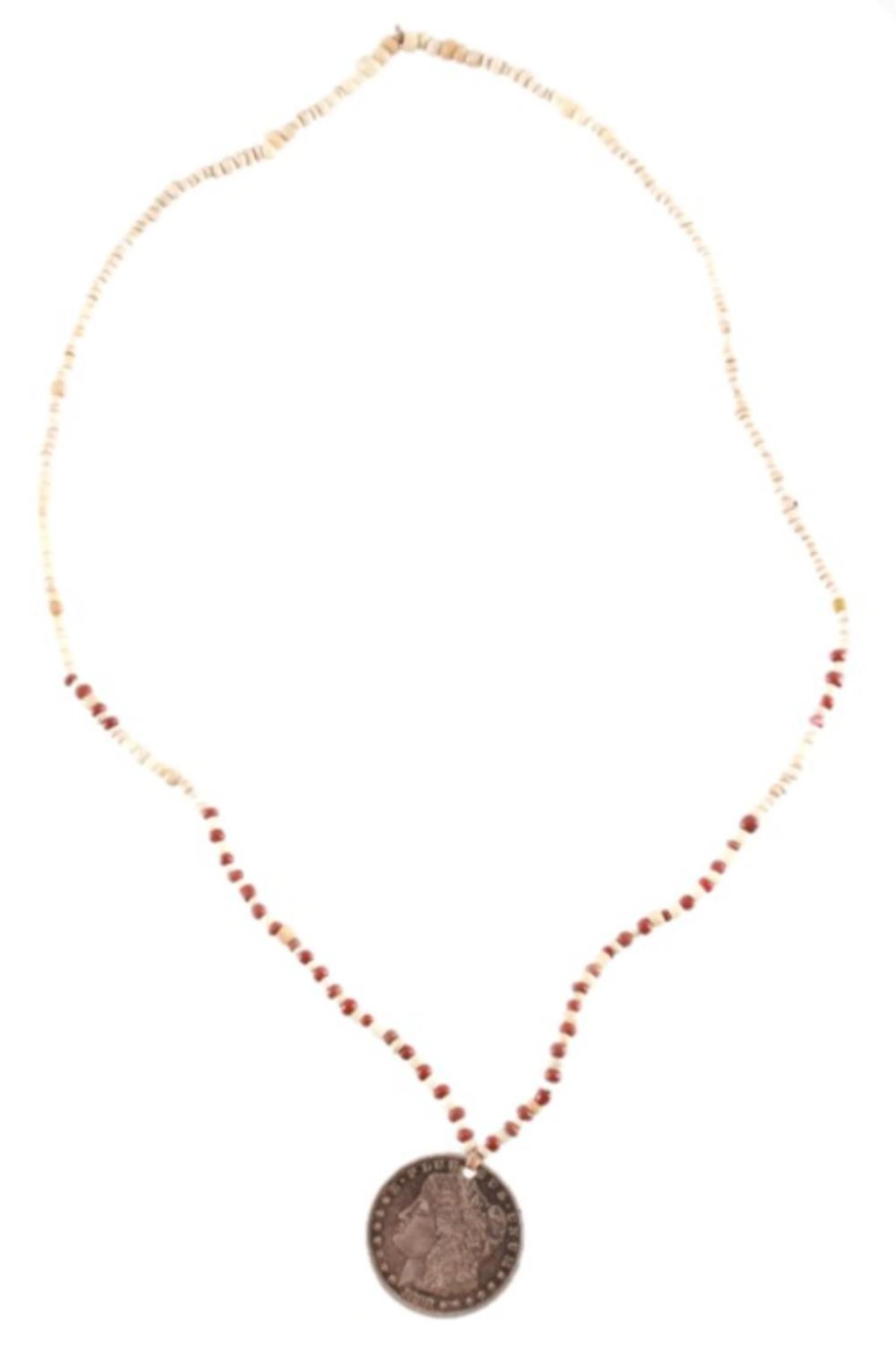 1890 Dollar Coin & Trade Bead Necklace