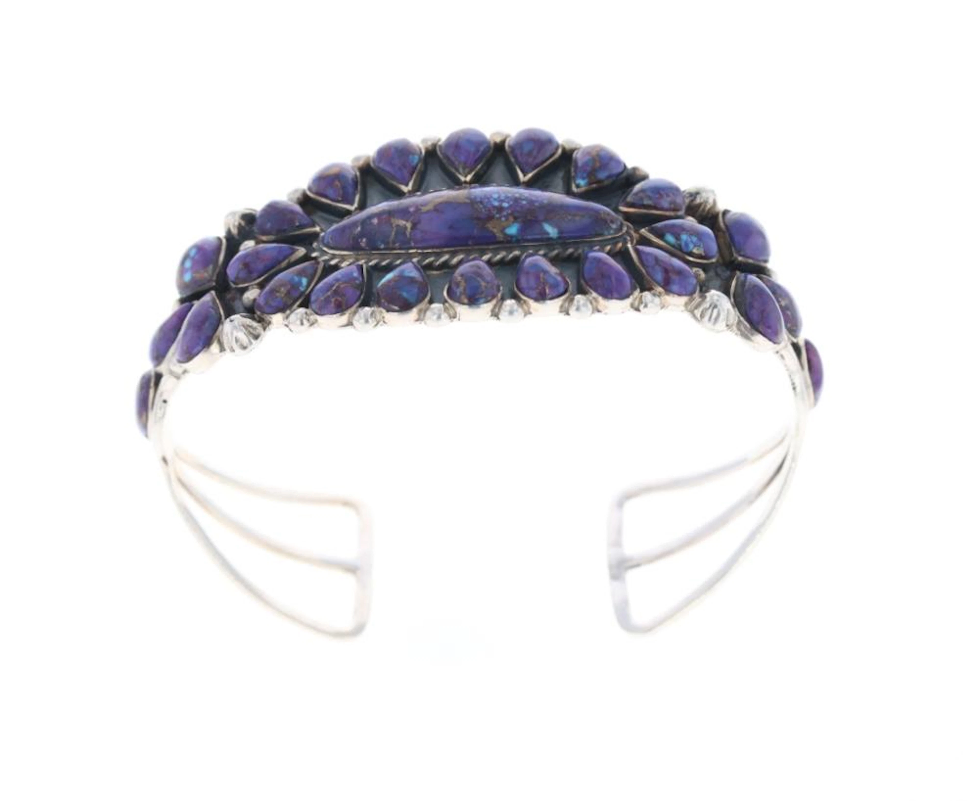avajo Sterling Silver Charoite Inlaid Bracelet